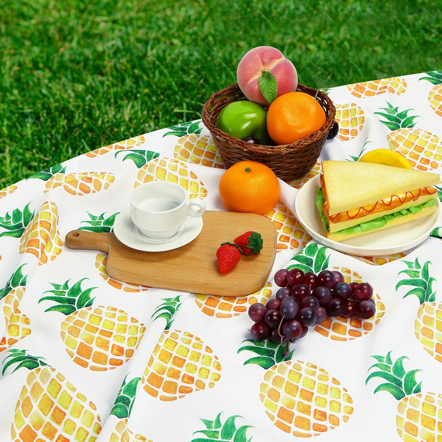 ASPMIZ Pineapple Tablecloth, Yellow Pineapples Table Cloth for Spring Summer, Waterproof Tablecloth for Kitchen Dining Room Picnic Party Banquet, Outdoor Indoor Use Tablecloth, Square 55 x 55 inch