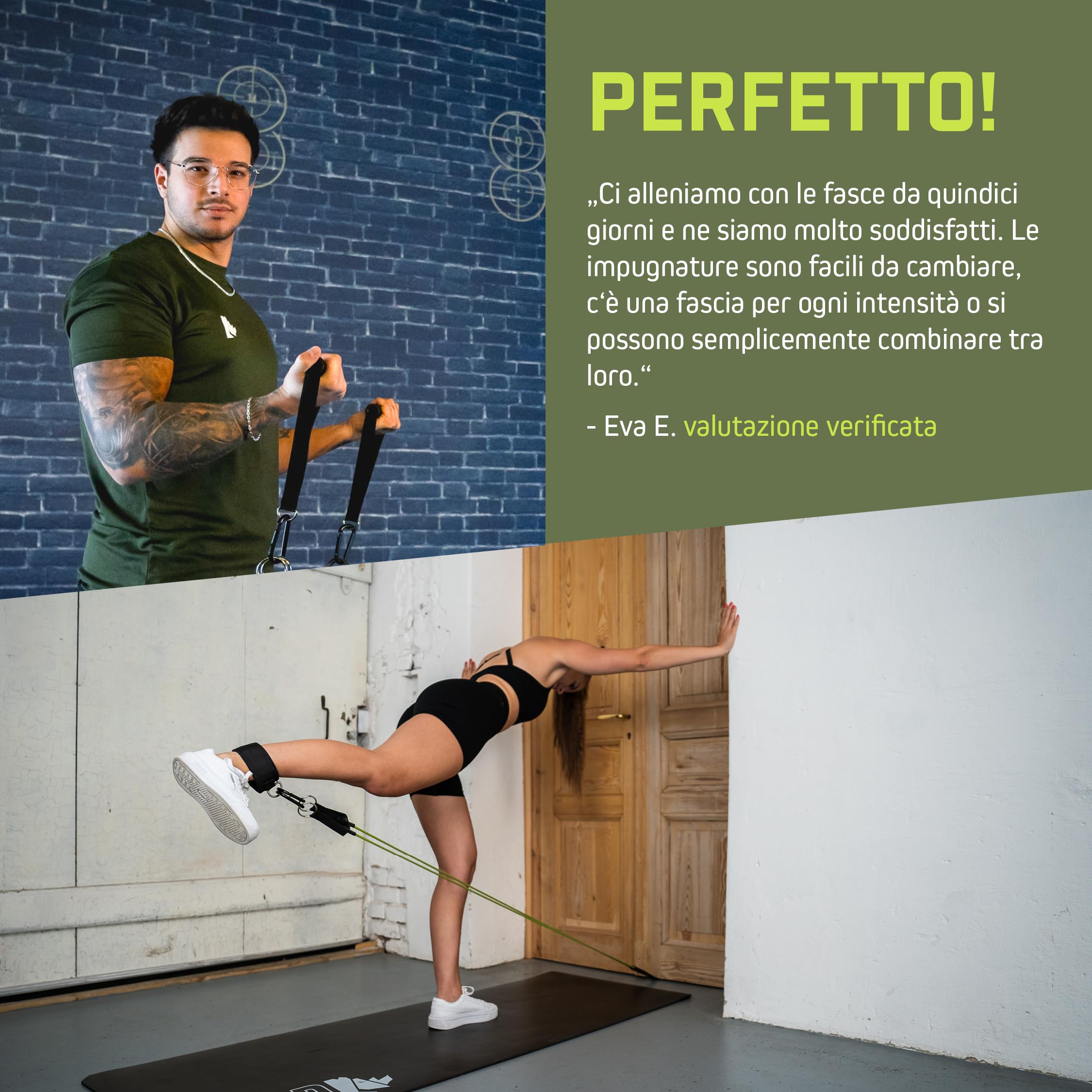 Wild Instincts® Resistance band Set/Elastici con Maniglie per l'allenamento a Casa/Bande Elastiche Fitness/Fasce Elastiche Fitness/Accessori Palestra/Bande di Resistenza Fitness