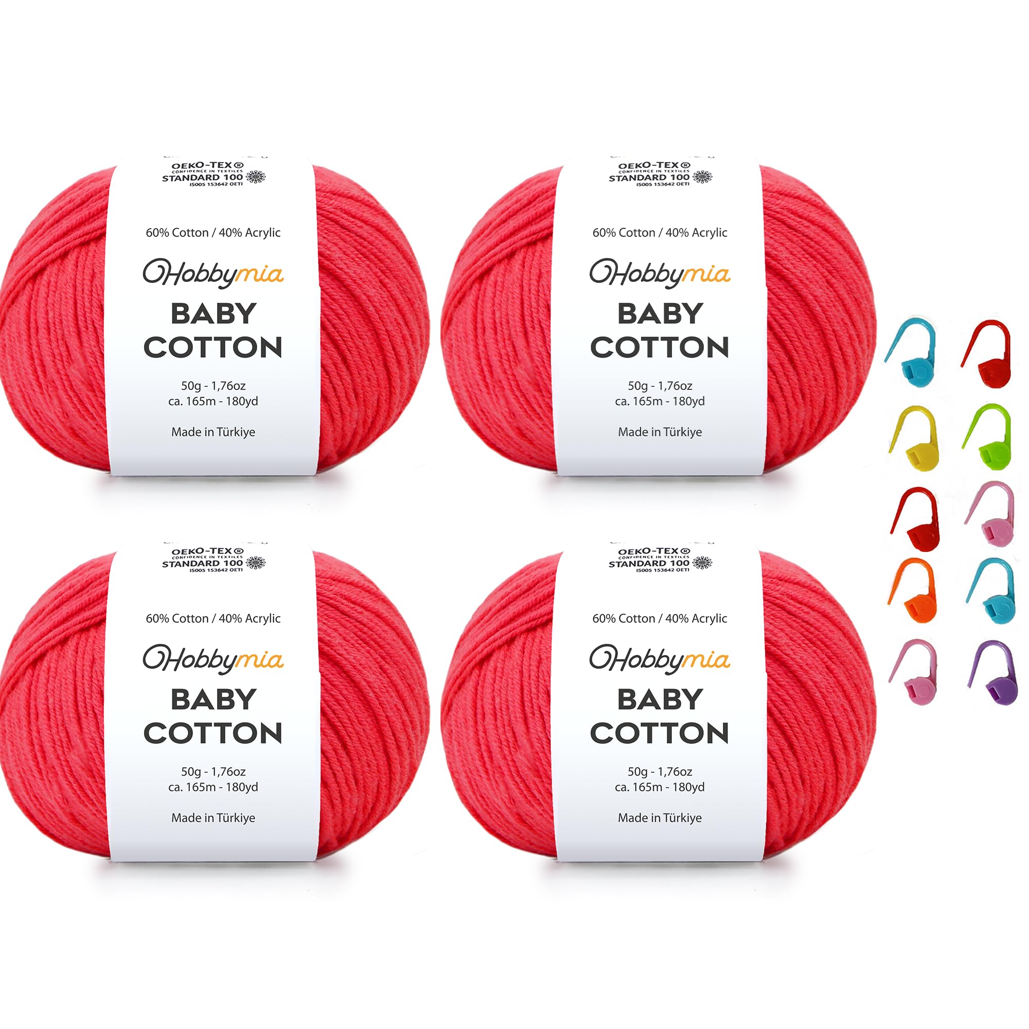 Baby Cotton Blend Yarn – Soft Sport Weight Yarn for Crochet & Amigurumi - 50g/180yds - 60% Cotton 40% Acrylic - Ideal for Baby & Knitting Proj.(Neon Green, 1 Ball) — view 121