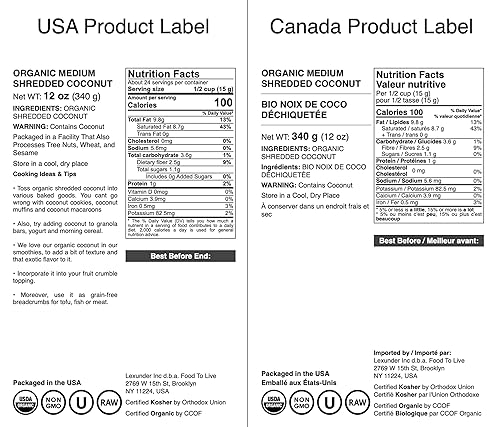 Miniatura 3 de Coco triturado orgánico, 12 onzas, sin OMG, copos de coco sin azúcar, desecados, trituraciones medianas, kosher, vegano, a granel. Sin sulfitos