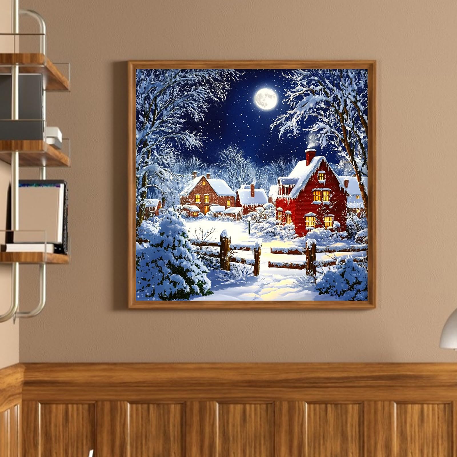 Xmas Cottage Full 14CT 2 nici DIY Zestawy do haftu krzyżykowego 40x40cm