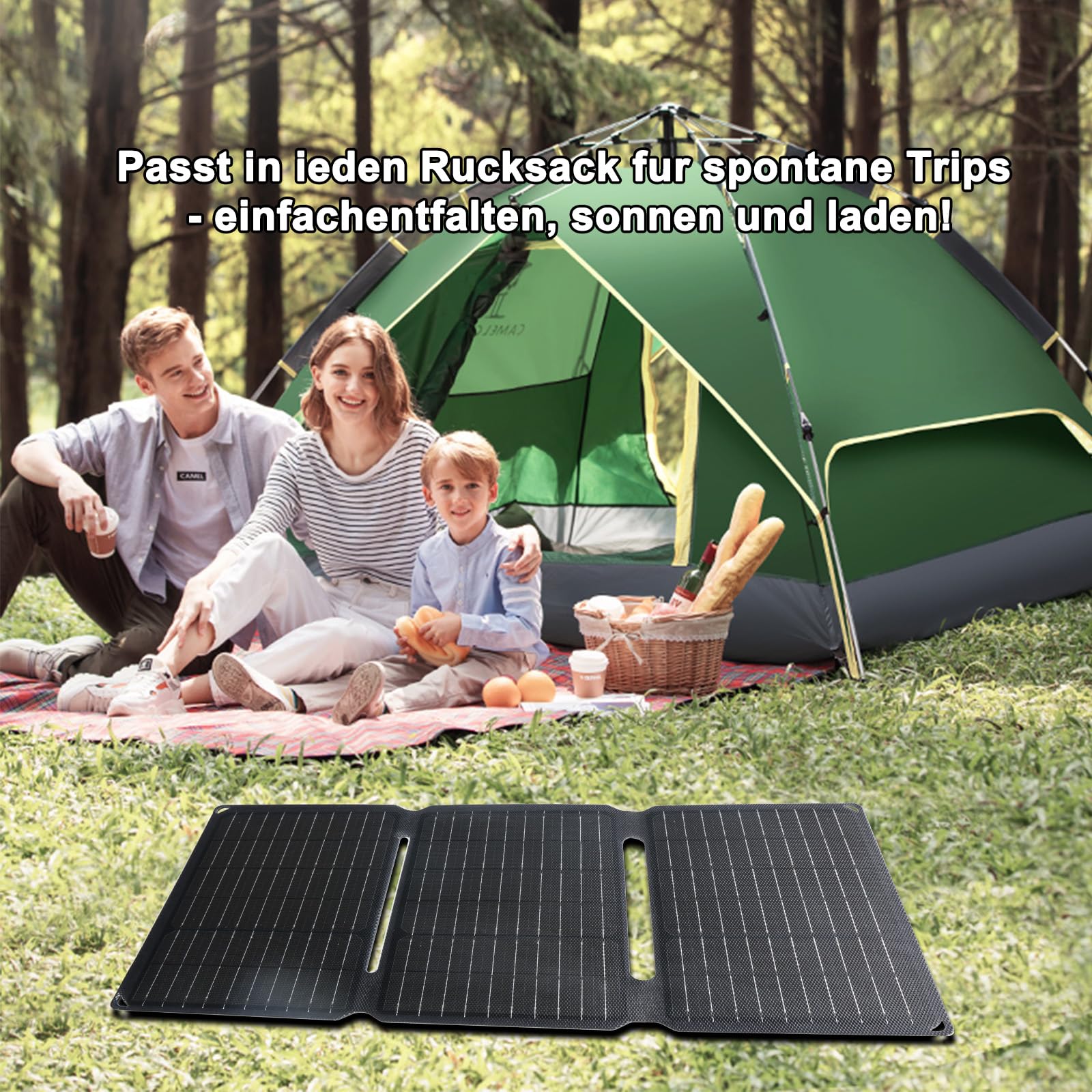 Yinleader Panneau solaire portable 30W étanche IP65 Chargeur solaire pliable avec charge rapide 18W USB-C & USB-A QC3.0, compatible avec smartphone, tablette, station d'alimentation