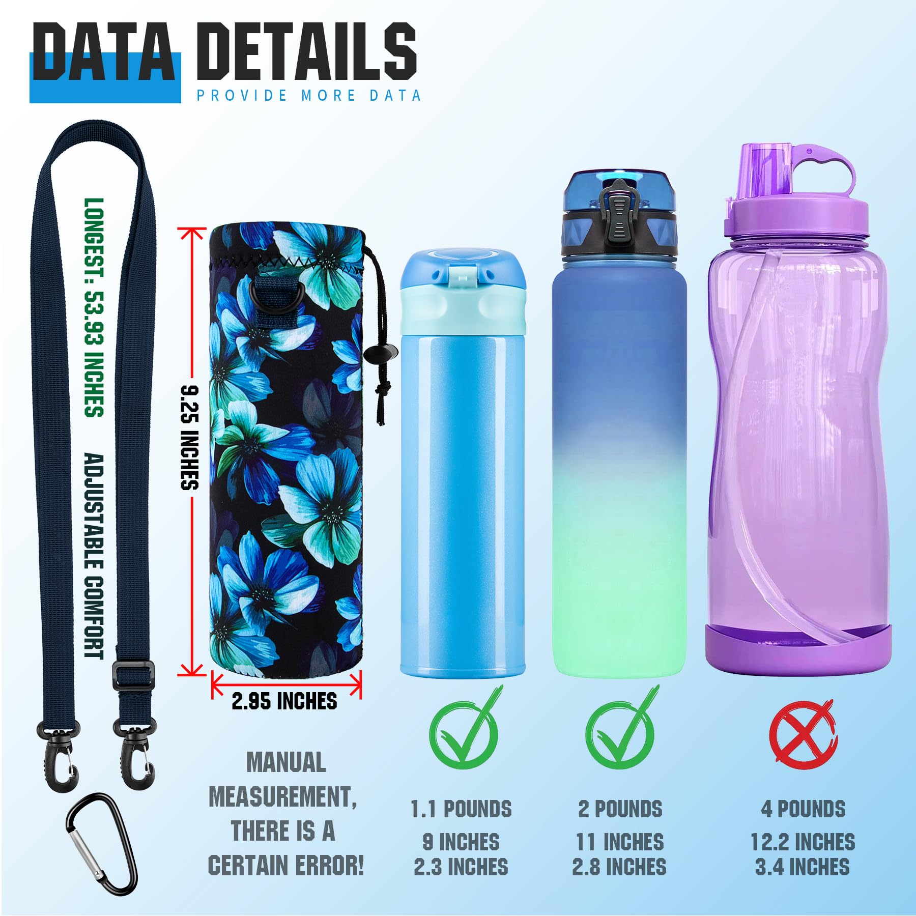 Porte-bouteille en néoprène avec sangle réglable détachable, porte-bouteille à e