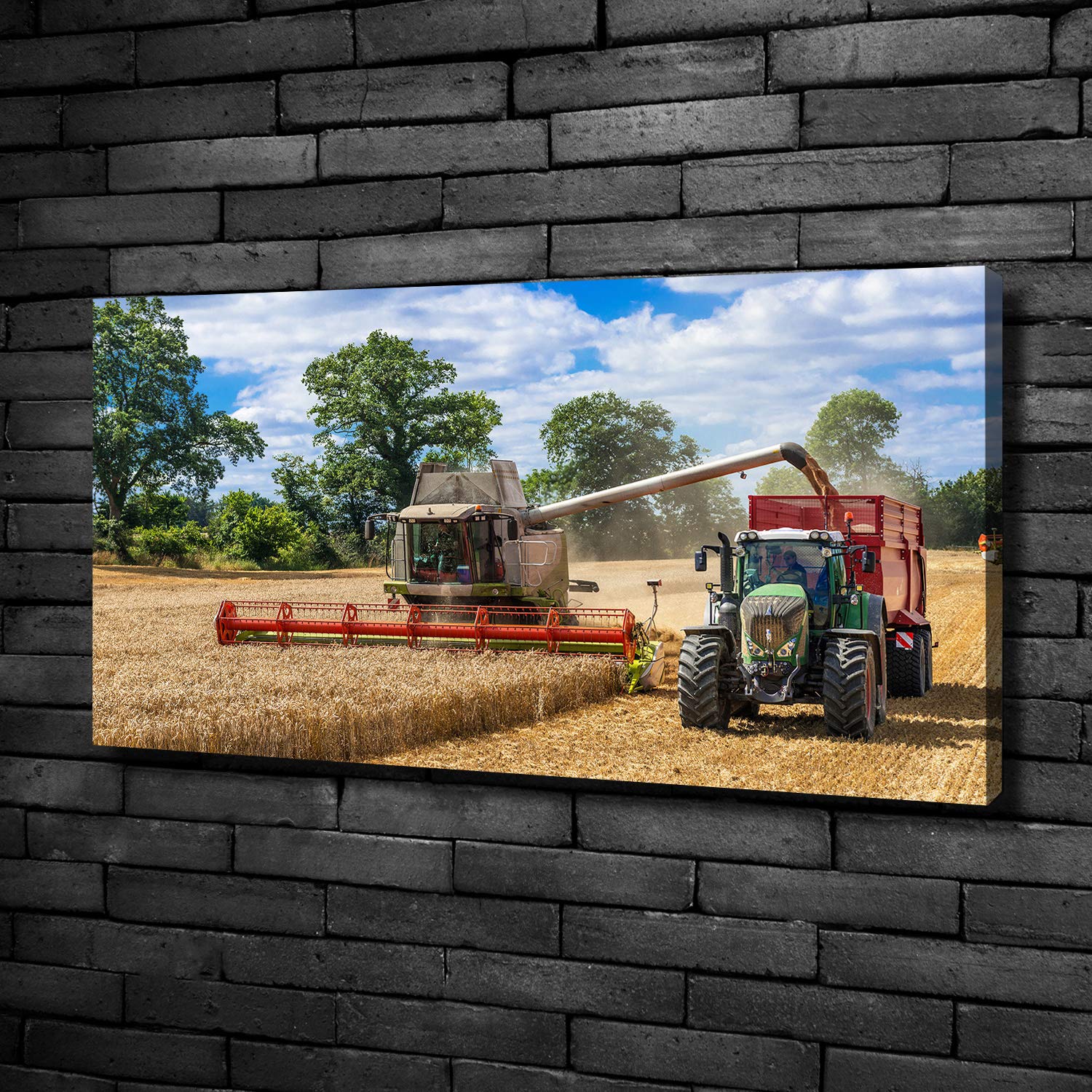 Tulup Leinwandbild - Wandkunst - Drucke auf Leinwand - Leinwanddruck -100x50 cm - Fahrzeuge - Mehrfarbig - Mähdrescher Traktor