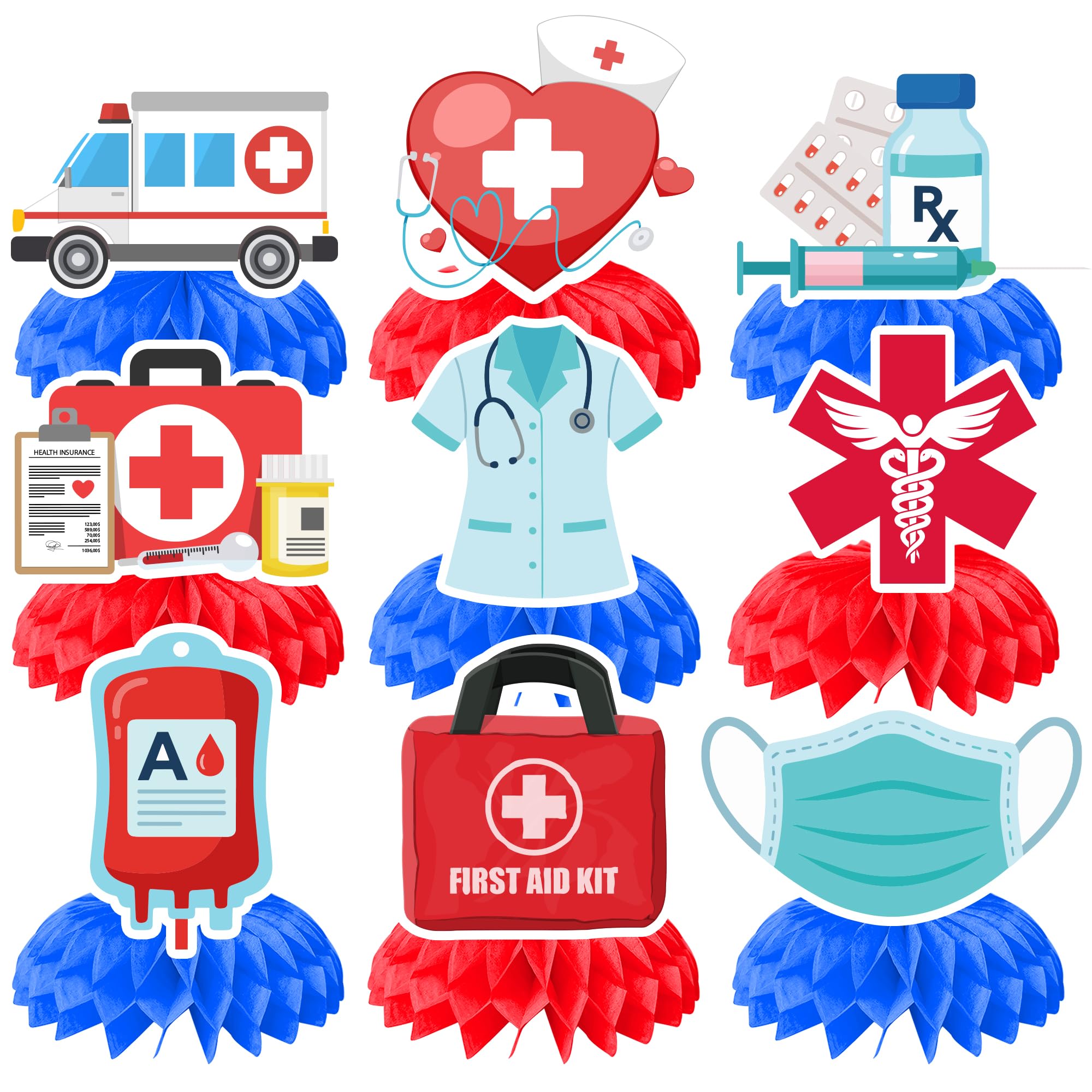 10 Pcs Nurse Party Honeycomb Centerpieces, Nurse Day Party Decorations