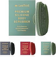 LauTus1 Silicone Body Scrubber: Gentle Exfoliating Shower Brush with Suction Handle & Hanging Hook, Soft Loofah Alternative for All Skin Types - Sage Green