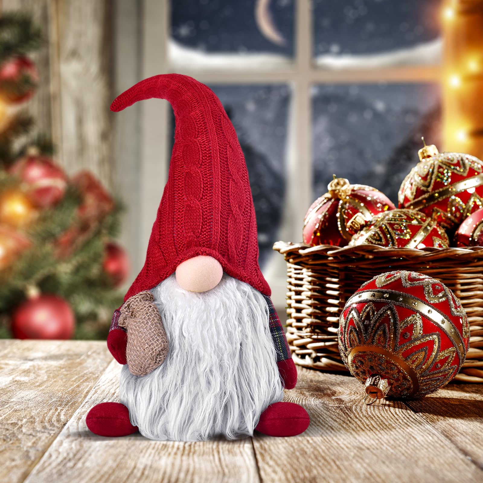 EKARSEN Gnomo di Peluche per Decorazioni Natalizie, Originale Tomte Nano Scandinavo Fatto a Mano, Regalo per Natale e Capodanno