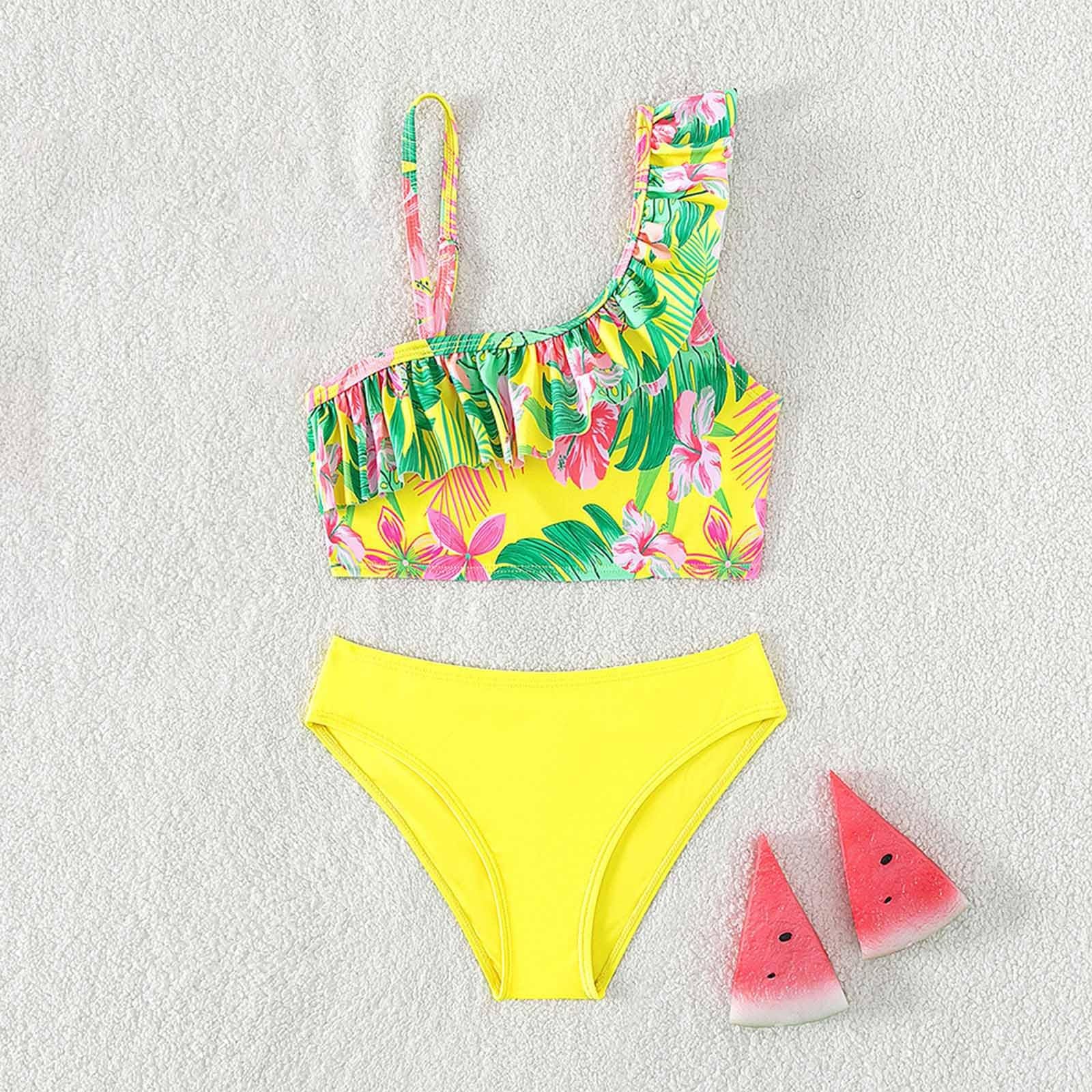 Adolescentes Niñas Bikini Bikini Braguitas con Falda Niños Niño Niñas Primavera Verano Estampado Sin Mangas Chaleco Vacaciones Pantalones Cortos Playa Traje de Baño Ropa