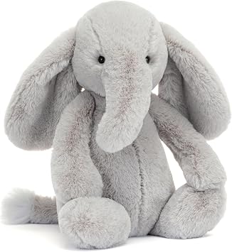 Jellycat Bashful Luxe Elephant Thuddeus Stuffed Animal, Medium