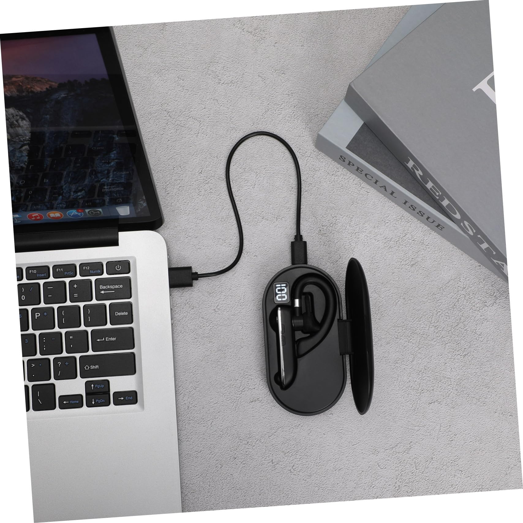 Auricolare Monoauricolare Wireless con Gancio Ergonomico, Cuffie Portatili Intrauricolari Regolabili, Custodia di Ricarica Inclusa per Sport e Chiamate a Mani Libere, Adatto