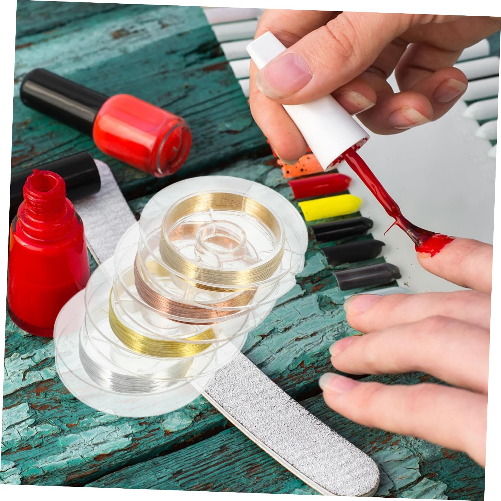 Ipetboom 4Rolls Nail Art Copper Wire Fine Wire for Nail Art Decoration Includes for Nail Design Highlights