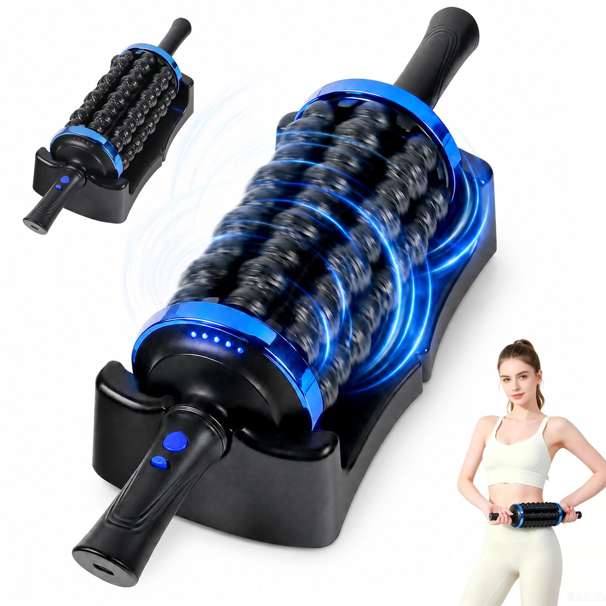 Massaggiatore Elettrico, Rullo Fasciale Elettrico con 5 Velocità Versatile Rullo Massaggiante Ricaricabile Massaggiatore Massaggio Muscolare per Gli Appassionati di Fitness