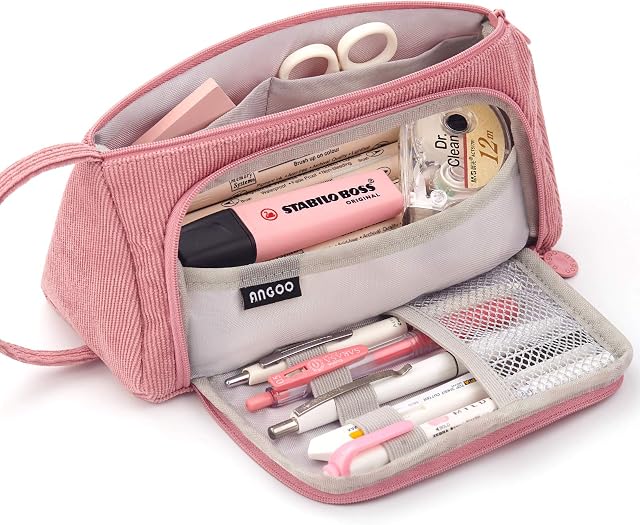 EASTHILL Big Capacity Pencil Case Large Pencil Pen Pouch Bag High Storage Case Middle School College Office Organizer for Student Teens Girls Adults(DXRPINK)