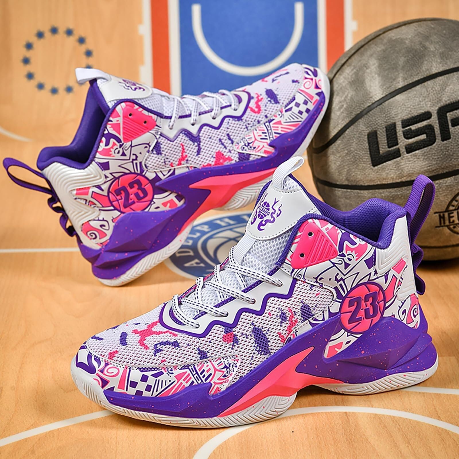 Zapatillas de Baloncesto Unisex de Malla Alta, Transpirables, Antideslizantes, Resistentes al Desgaste y prácticas.