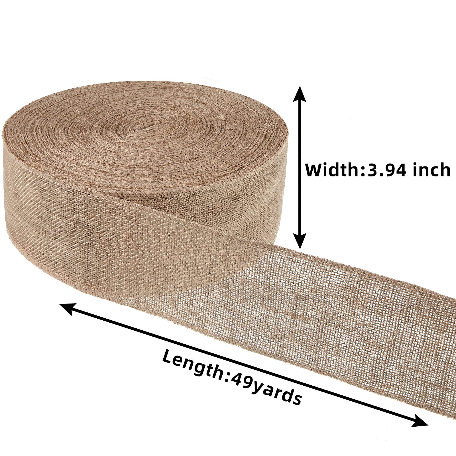 49 Meter Jute-Stoffband, natürliches Juteband, Bastelband, Hochzeit, Sackleinenstoff, DIY Band für Dekoration (10,2 cm breit)