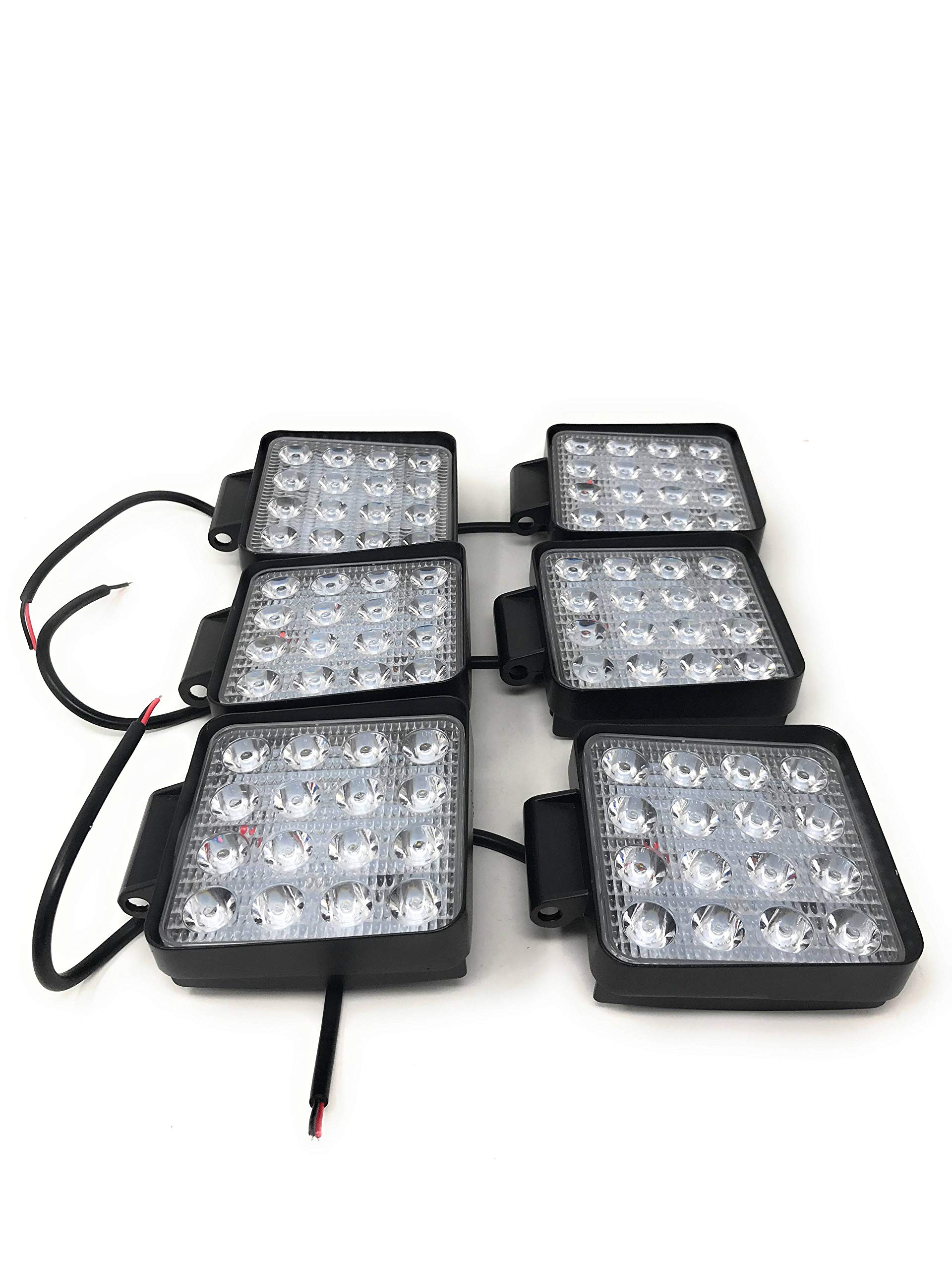 tempo di saldi 6 Fari 48W Quadrato Faretto Led Da Lavoro 16 Led Da 3W Di Profondità Auto Barca, 6 pezzi