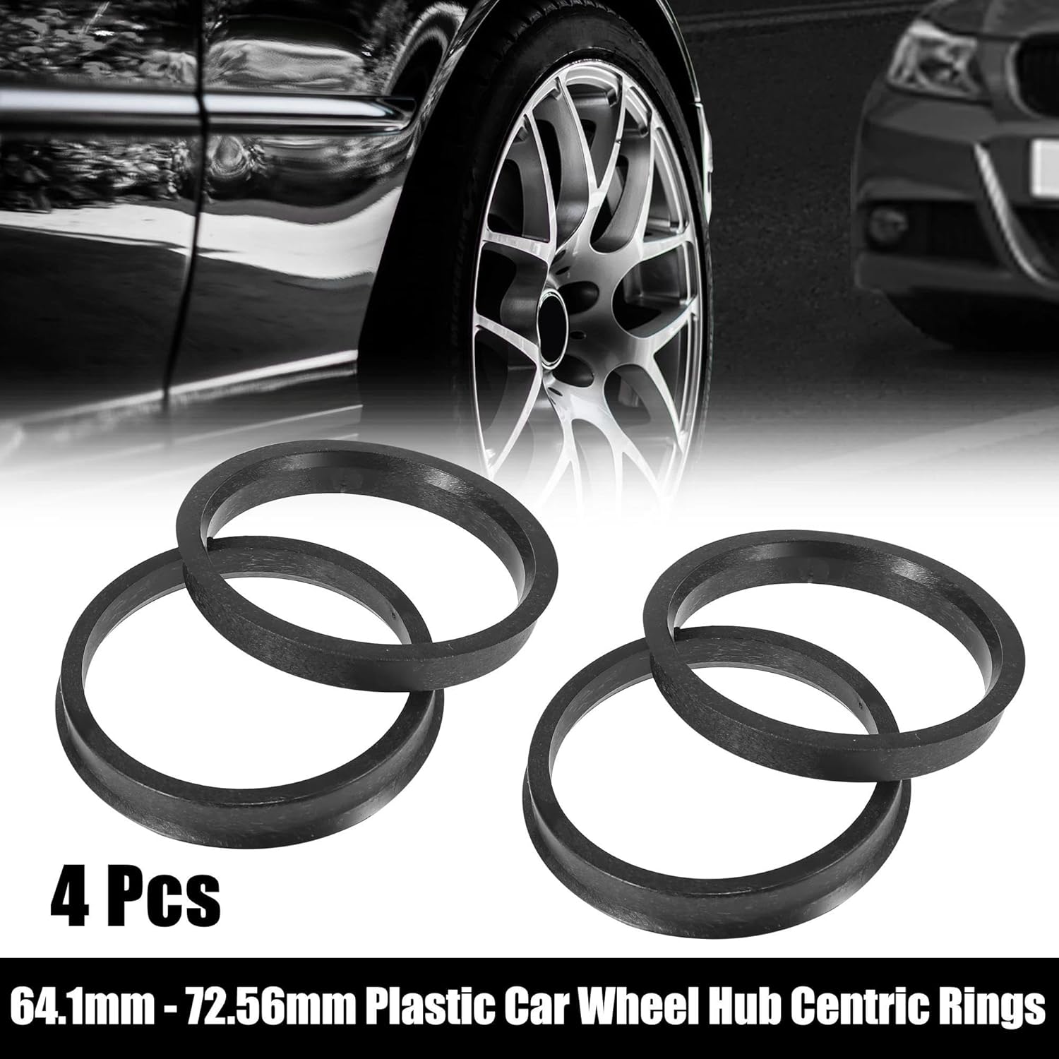 Universal Spacer 4pcs Plastic Car Hub Centric Rings Wheel Bore Center Spacer 64.1mm to 66.6mm 65.1mm to 72.56mm 72.56mm to 74.1mm Hubcentric Wheel Spacers(72.56-64.1mm)