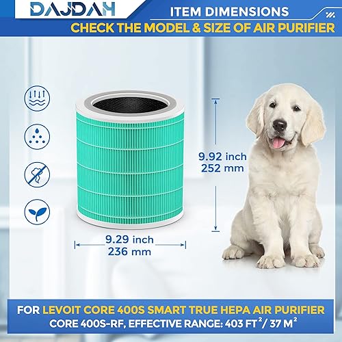 Miniatura 3 de Filtro absorbente de toxinas Core 400s compatible con el filtro de repuesto para purificador de aire LEVOIT 400s-rf y LEVOIT Core 400s purificadores