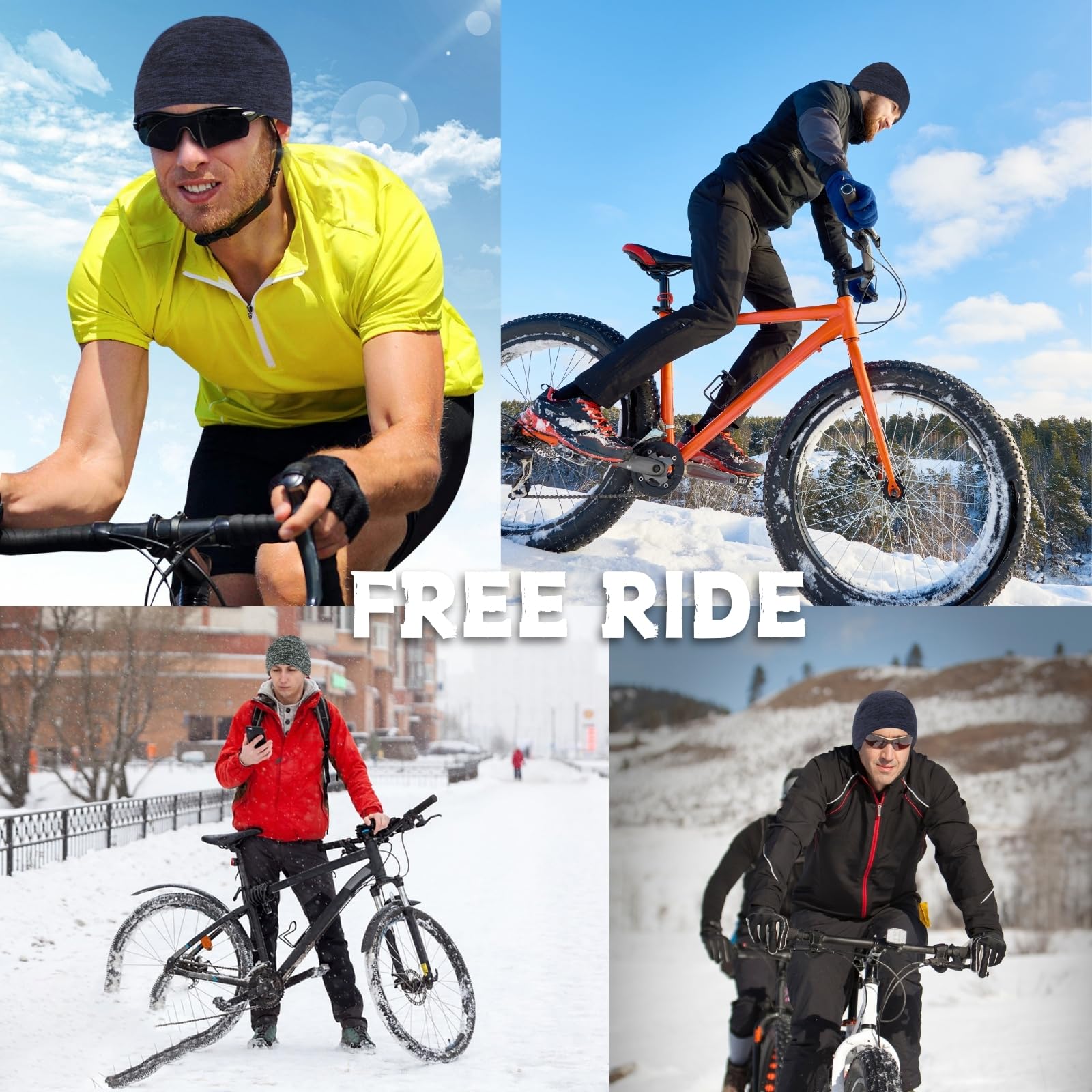 KEYRI 2-pak męskich czapek typu beanie, czapka z czaszką, zimowa, termiczna, polarowa, do biegania, nakrycia głowy z pokrowcami na uszy, trening, czapka beanie, czapka rowerowa, wkładka do kasku