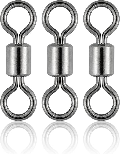 Miniatura 9 de Dr.Fish Paquete de 50 anillos giratorios de pesca con mosca, anillos sólidos de alta resistencia, conectores de línea de gancho, accesorios de pesca