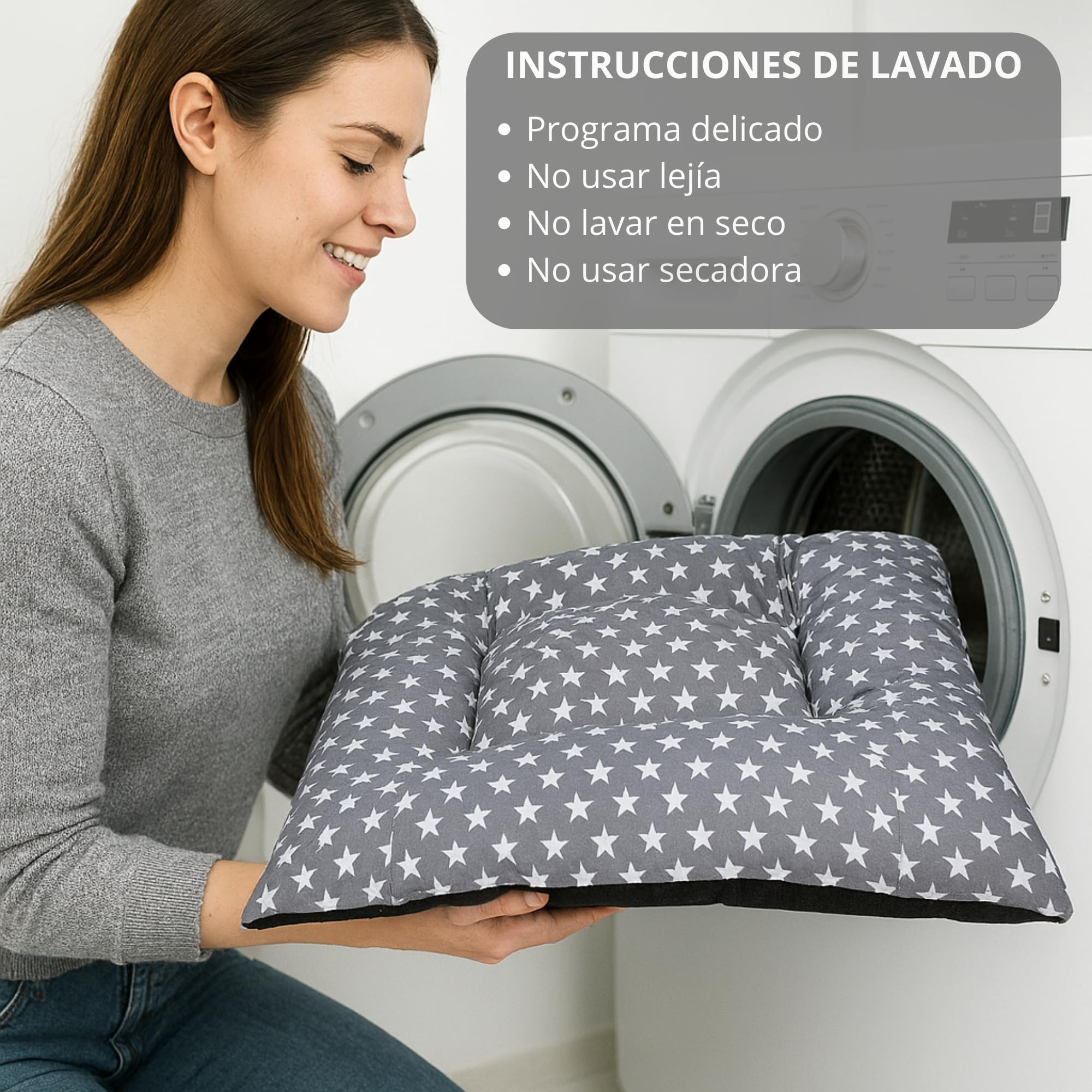 Cama Cachorro Perro Pequeño Espuma Acolchada Colchoneta Tacto Suave Tejido Transpirable Base Antideslizante Funda de algodón loneta Ligera cómoda Lavable Fácil de Transportar 45X65X5 Estrellas +Cotes