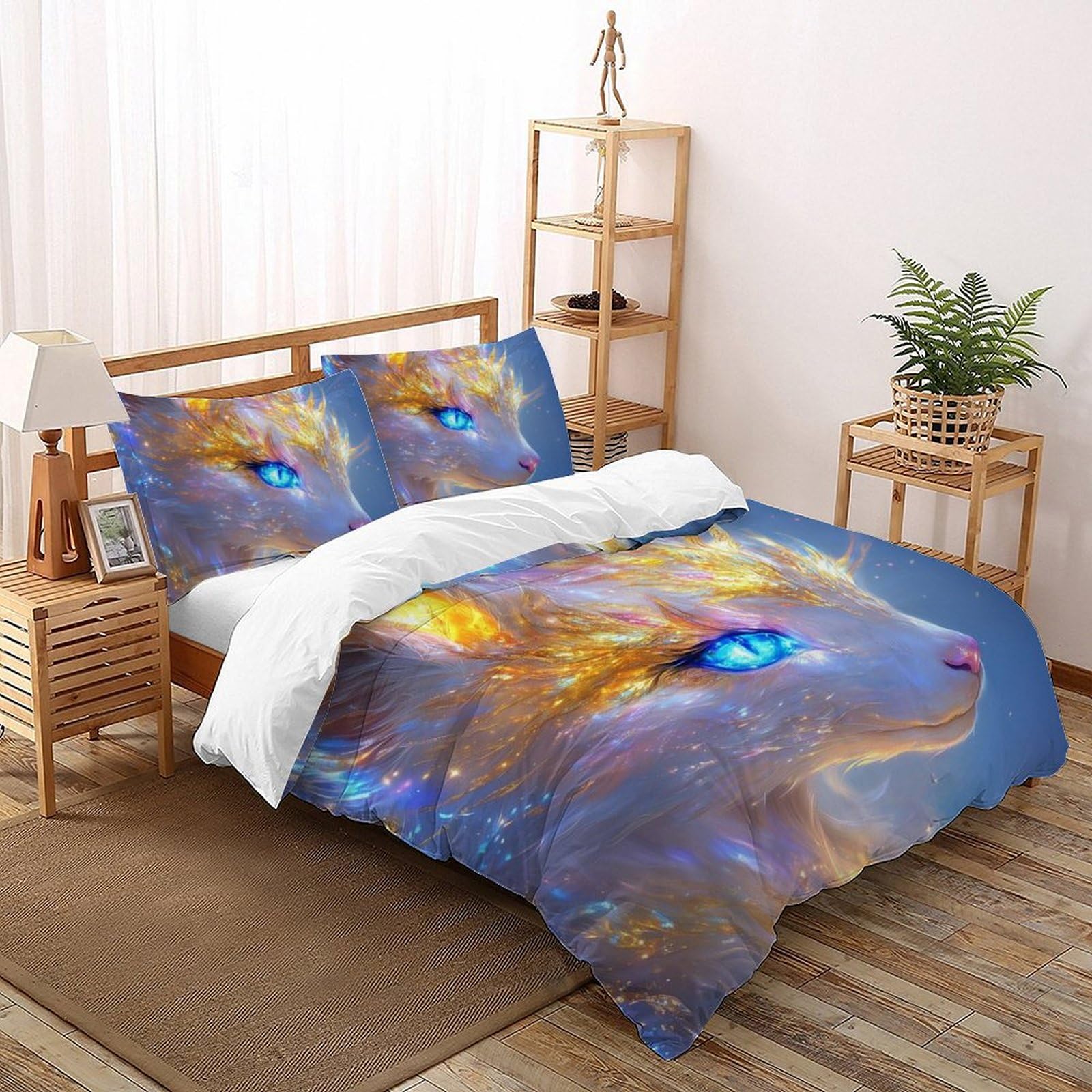 Housse de couette King Renard imprimé 3D en microfibre 220x240cm pour lit deux personnes