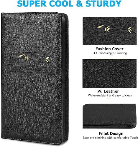 Miniatura 5 de Soporte para registro y seguro de automóvil, soporte de cuero para registro de licencia de vehículo para organizador de documentos, guantera