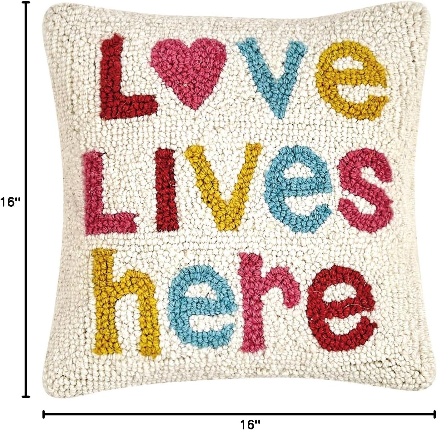 Peking Handicraft 30TG471C10SQ Love Lives Here Hook Pillow Poly Filled