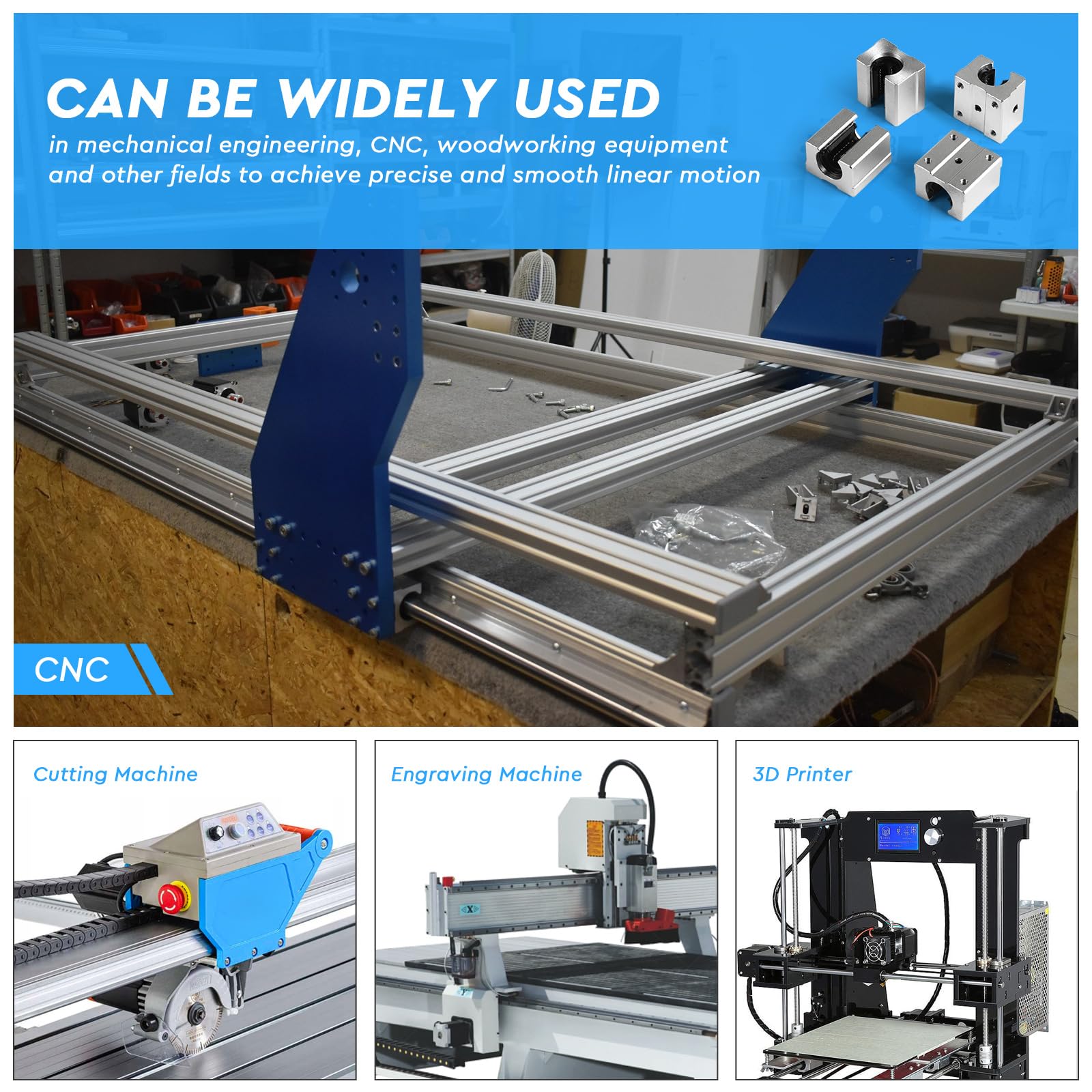 SWAWIS SBR12UU Bloque Deslizante de Rodamiento Lineal, Aleación de Aluminio para CNC