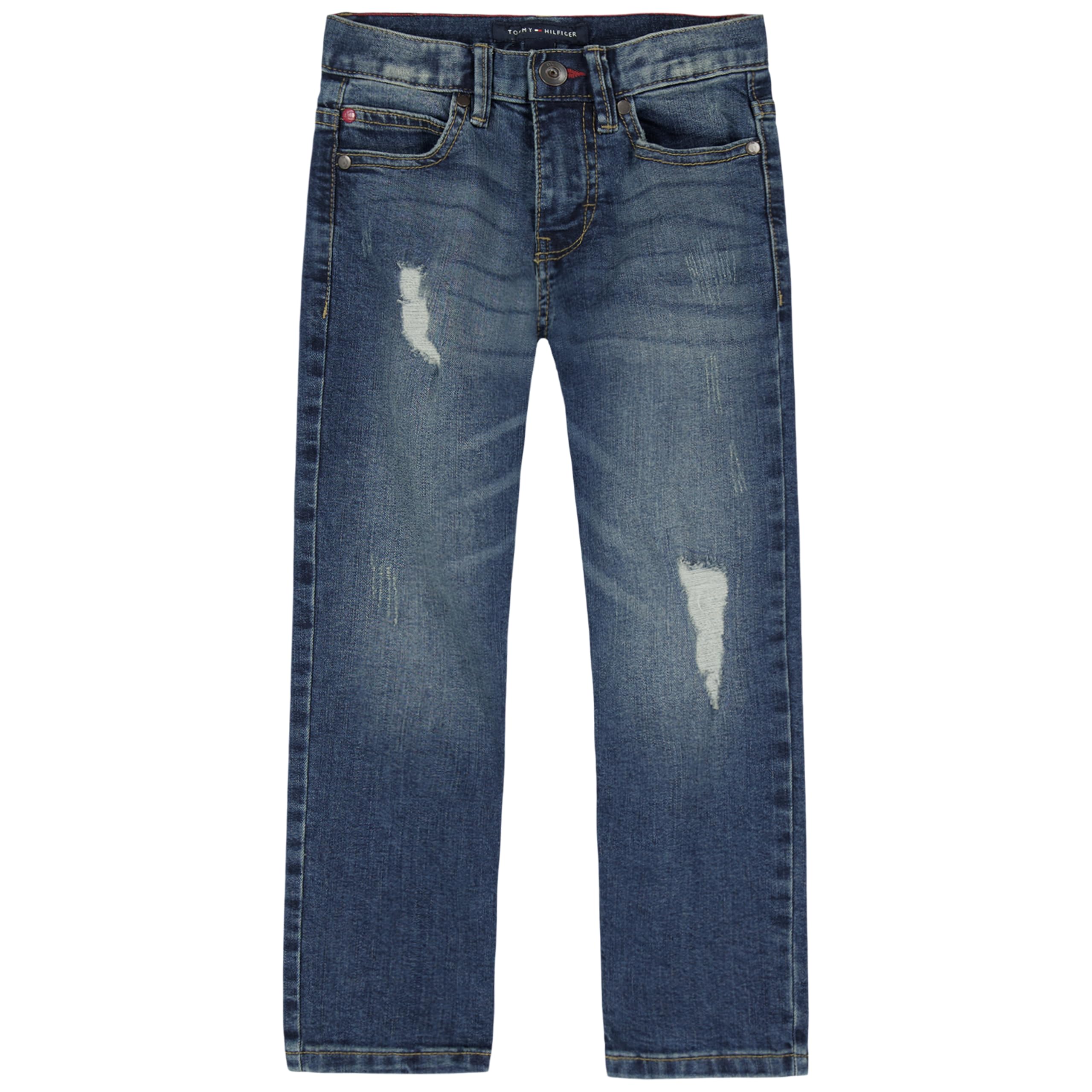 Boys' 5-Pocket Stretch Slim Straight Leg Denim Jean, Zipper Fly & Button Closure