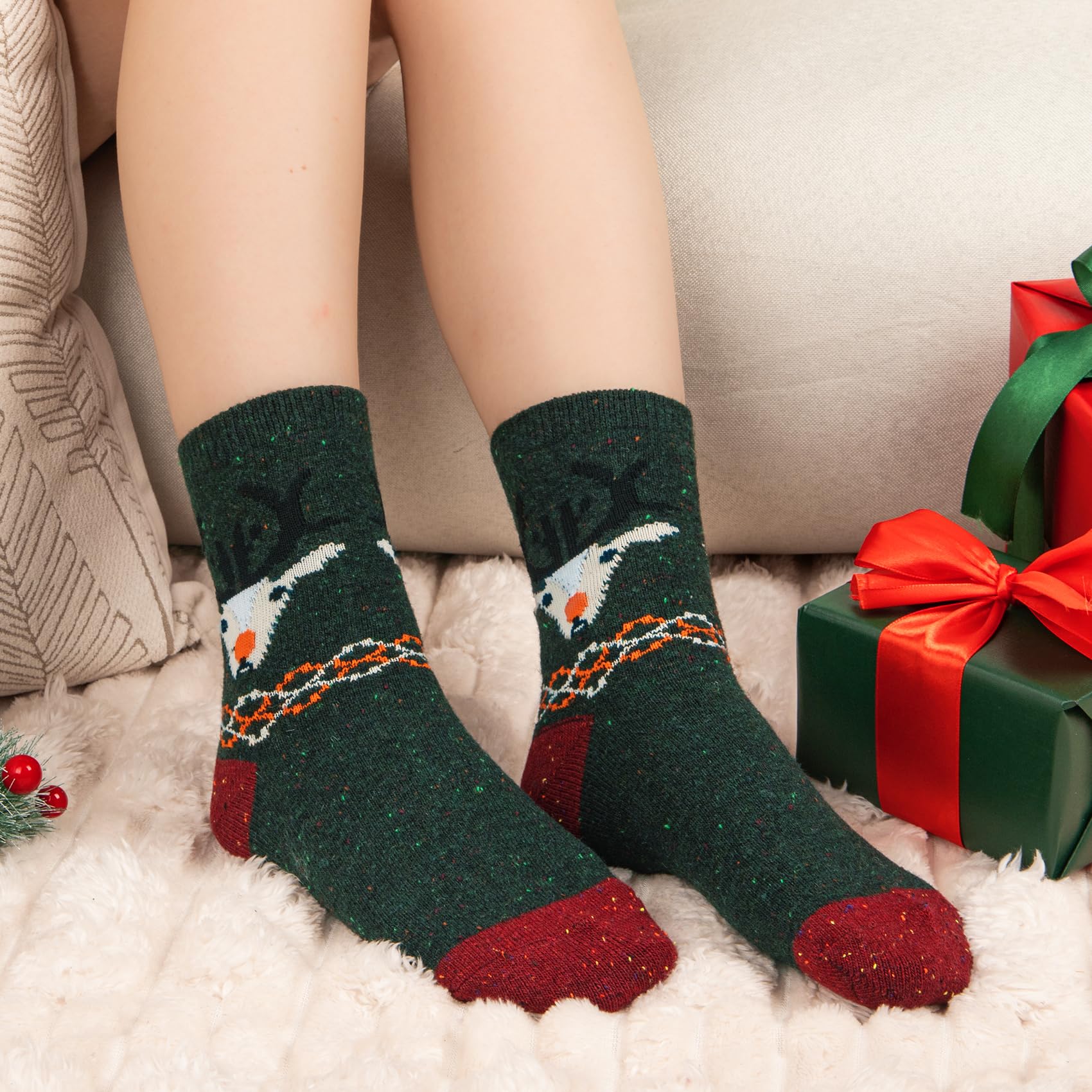 YSense Snug 5 Paia di Calze Calde Invernali da Donna - Calze di Lana Comode per Escursionismo, Multicolore