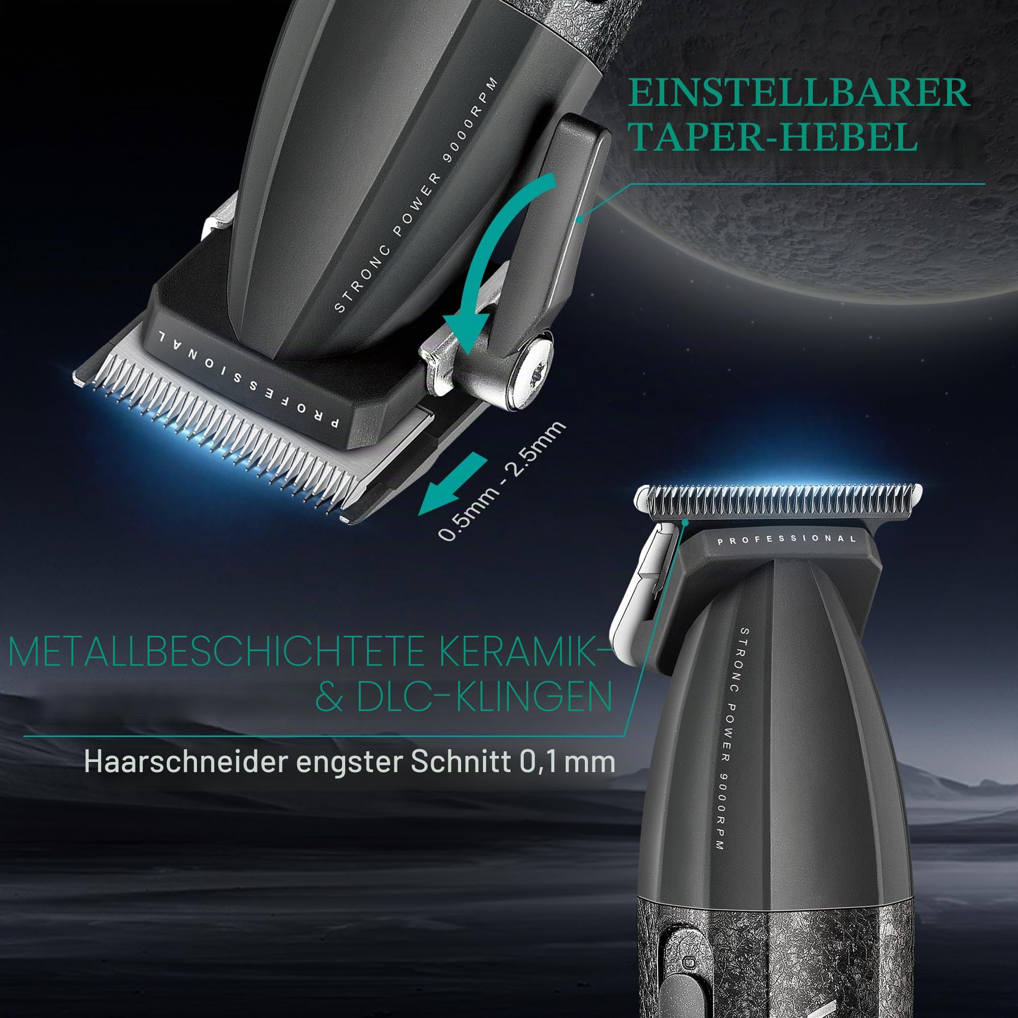 VGR Haarschneidemaschinen für Herren, schnurloses Set, Bart-Haarschneidemaschine – Professionelle Friseur-Kombination 9000 U/min – Herren-Haarschneidemaschine für Kopfhaarschnitt – elektrisch