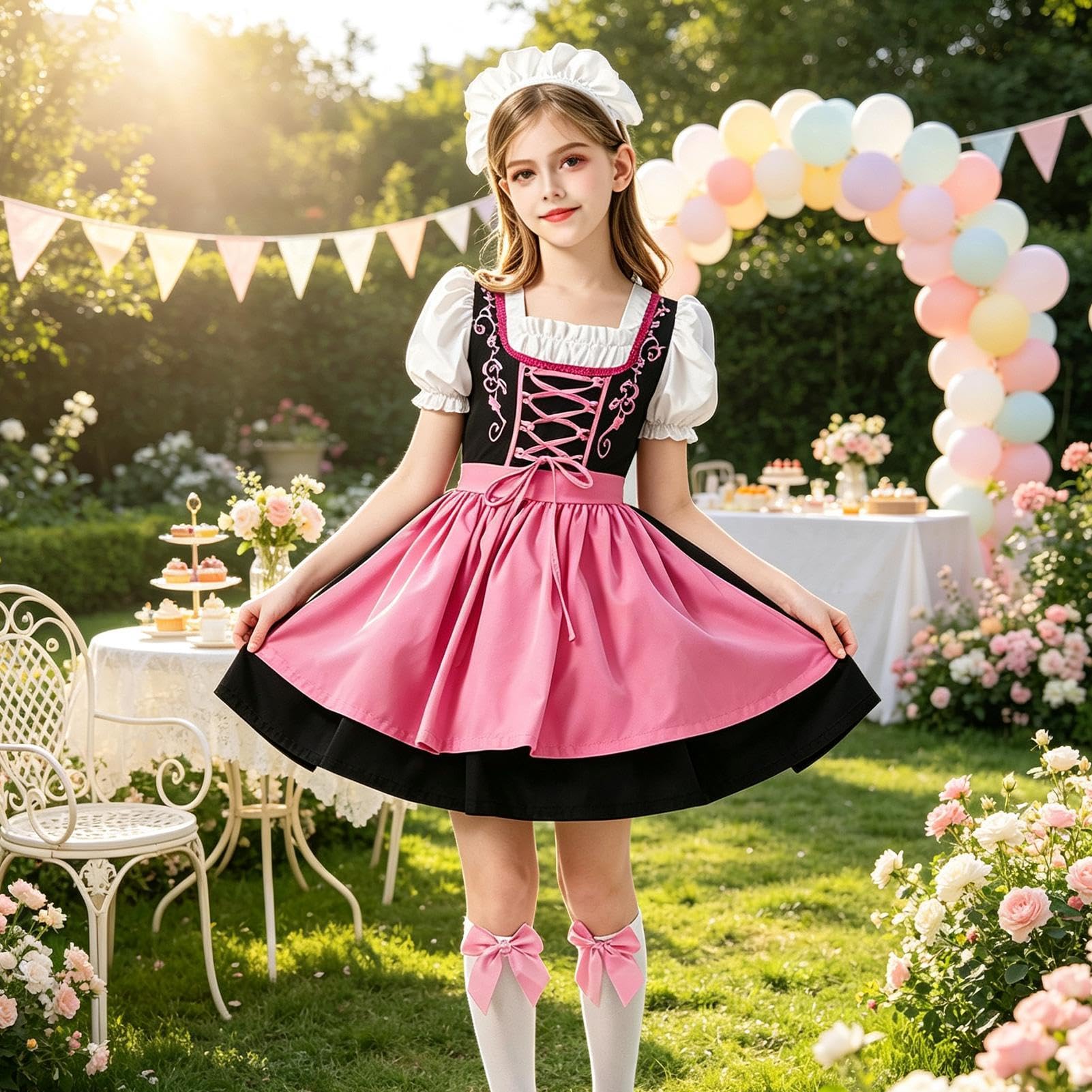 Oktoberfest Outfit bavarese Tedesco Manica Corta Abiti Cameriera