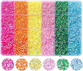 YHMQ DU 21.000 piedras preciosas de resina AB de 6 colores, piedras preciosas redondas para manualidades, maquillaje, cara, ropa, zapatos, 3/4/5 mm (diamantes de imitación azules y rosas)