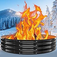 Vista 10 de Anillo de chimenea al aire libre de 32 pulgadas, chimenea de leña resistente al calor de 17 pulgadas de altura y chimenea para exterior, anillo