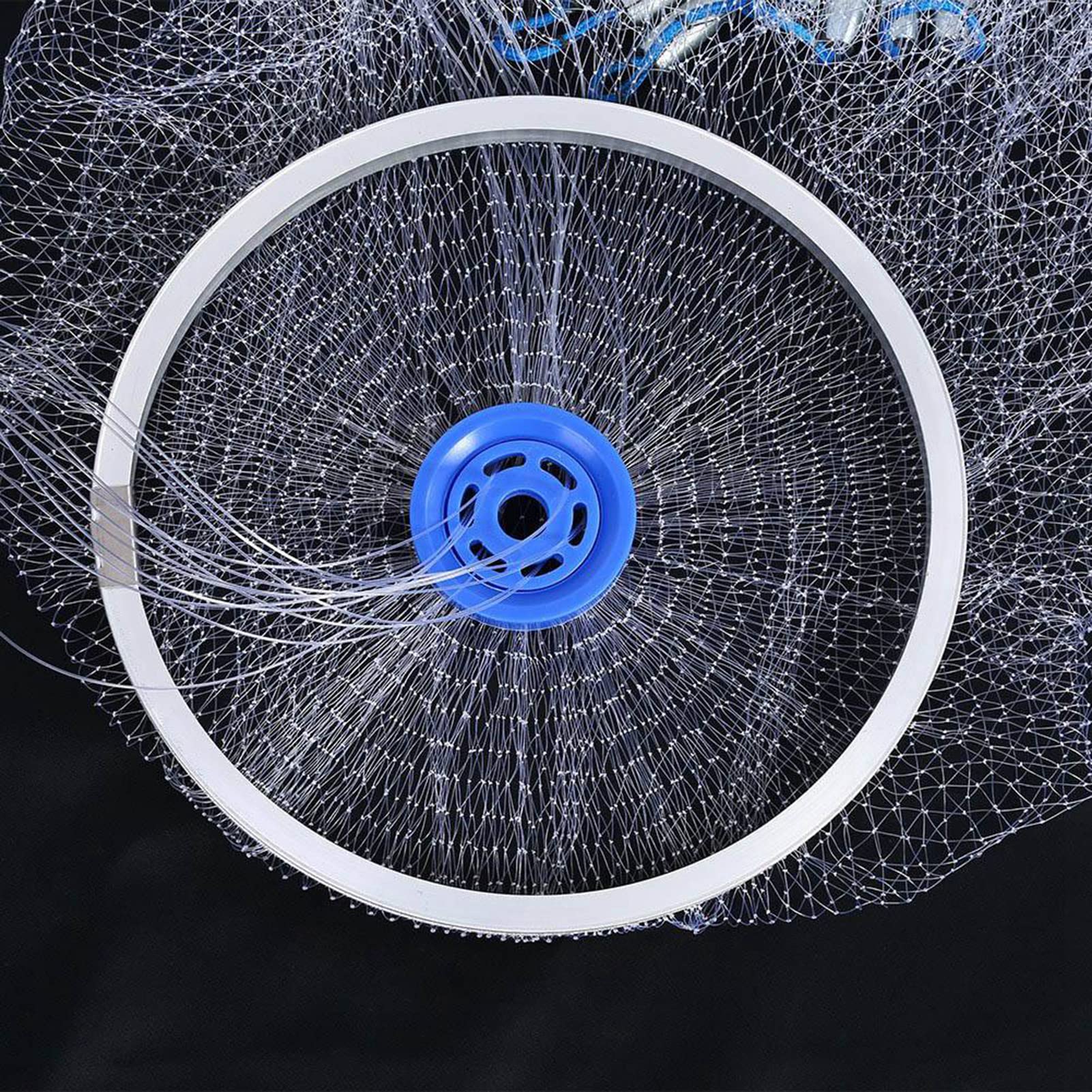 Red de Pesca con Disco Volador y plomada Red de Malla de Nylon Lanzamiento a Mano para Pesca de Noche al aire