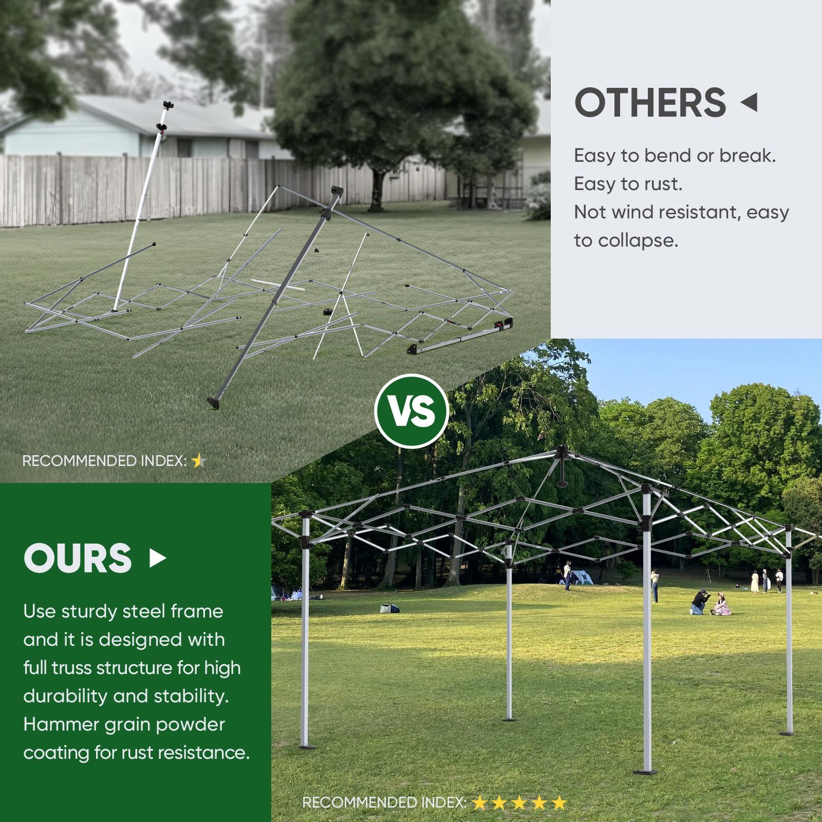 Faltpavillon 4X4 Höhenverstellbar, Pop-Up Pavillon, Gartenpavillon mit 4 Moskitoseitenteilen-Transporttasche-Windseil-Erdnägel, Metall & 210D Oxford-Gewebe, Zelt für Gartenparty Wasserdicht, Anthrazit