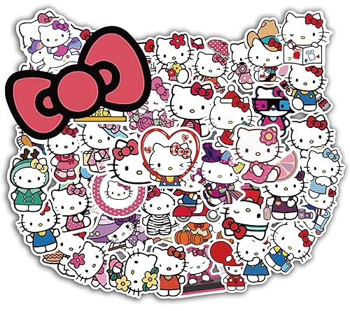 50PCS Hello Cute Kitty Stickers for Kids Teens Adults, Cartoon