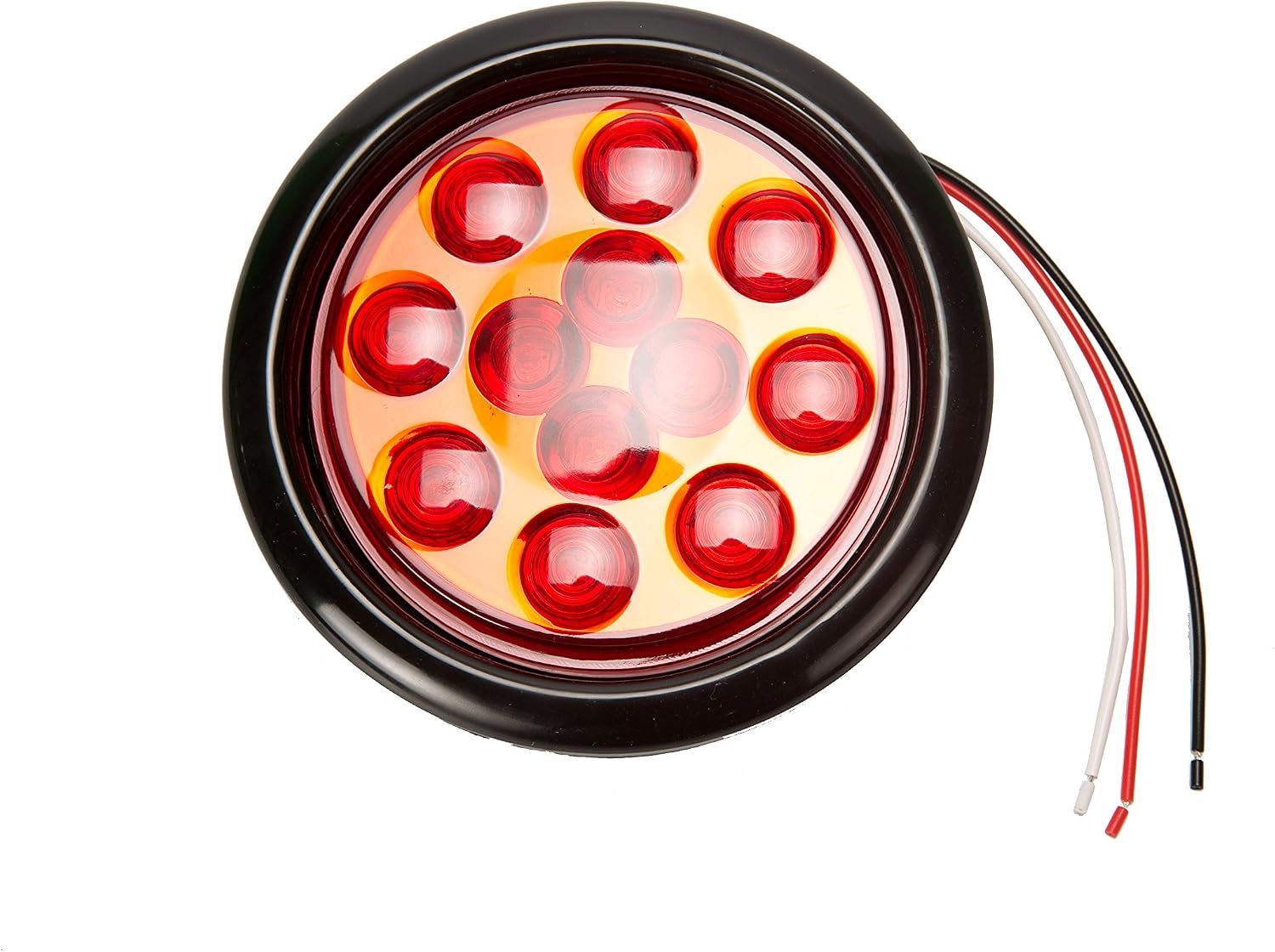 Par de 4" pulgadas Rojo 12LED Stop Turn Tail Truck Light redonda con arandela + cableadoRojo