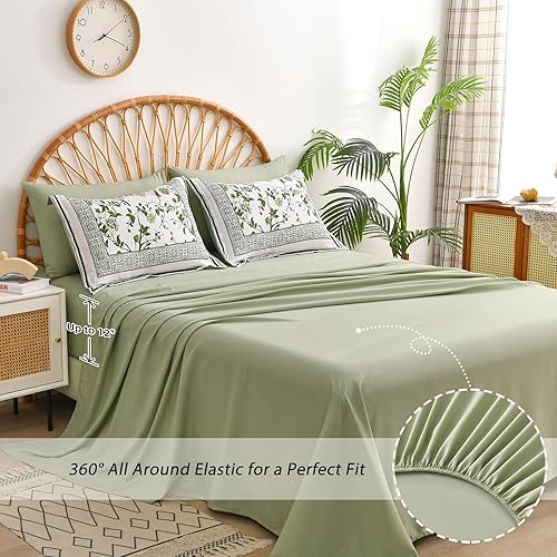 Miniatura 6 de Dobuyly Juego de edredón floral tamaño Queen, 7 piezas de cama en una bolsa, tamaño Queen, juego de ropa de cama botánico de microfibra suave con