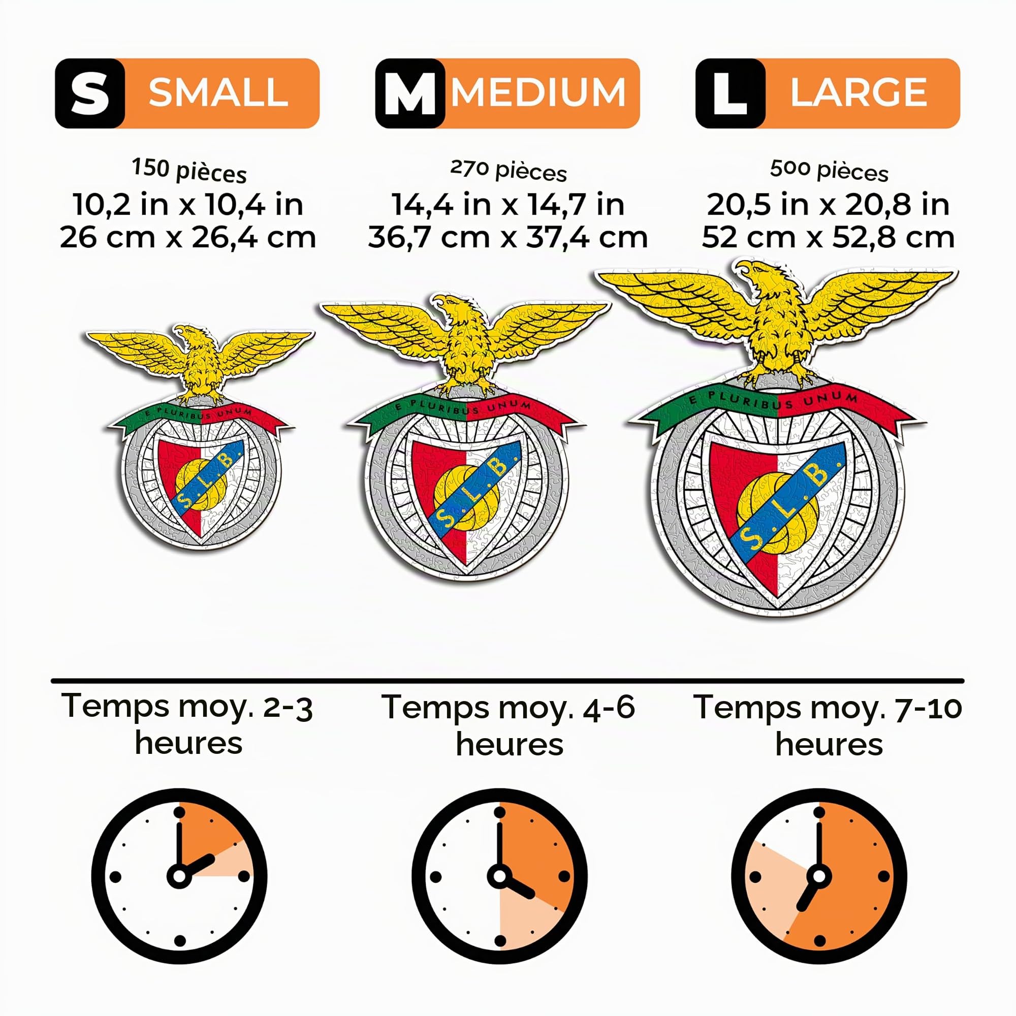 Iconic Puzzles - Benfica, Logo, Puzzle en Bois sous Licence Officielle, 100% Durable, Cadeau pour Adultes et Enfants, Taille S, 150 pièces