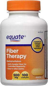Equate Fiber Therapy For Regularity Fiber Supplement Caplets, 500mg, 100-Count Bottle