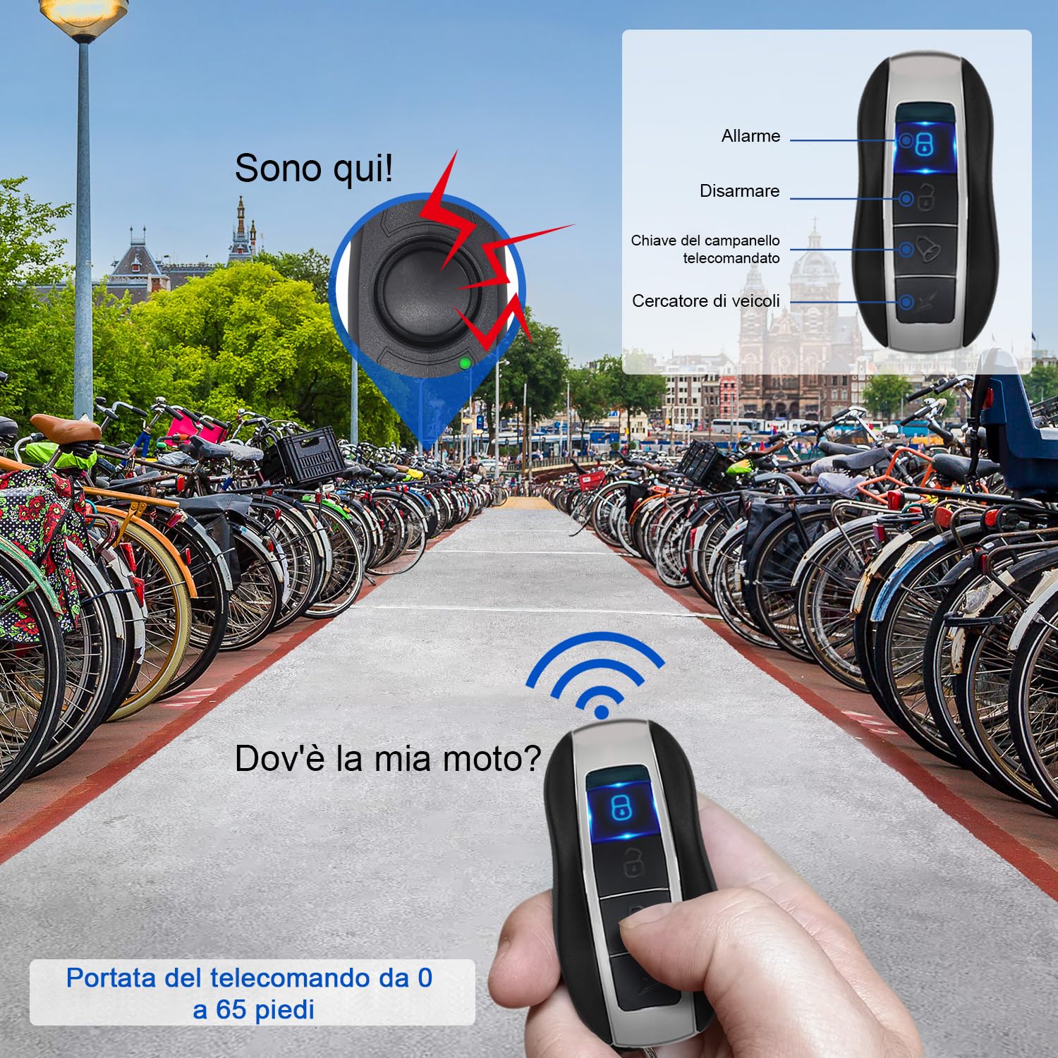 Allarme per bicicletta con telecomando, ricaricabile via USB, allarme impermeabile antifurto con sensore di movimento a vibrazione, allarme per bicicletta, scooter elettrico e moto, suono forte 120dB