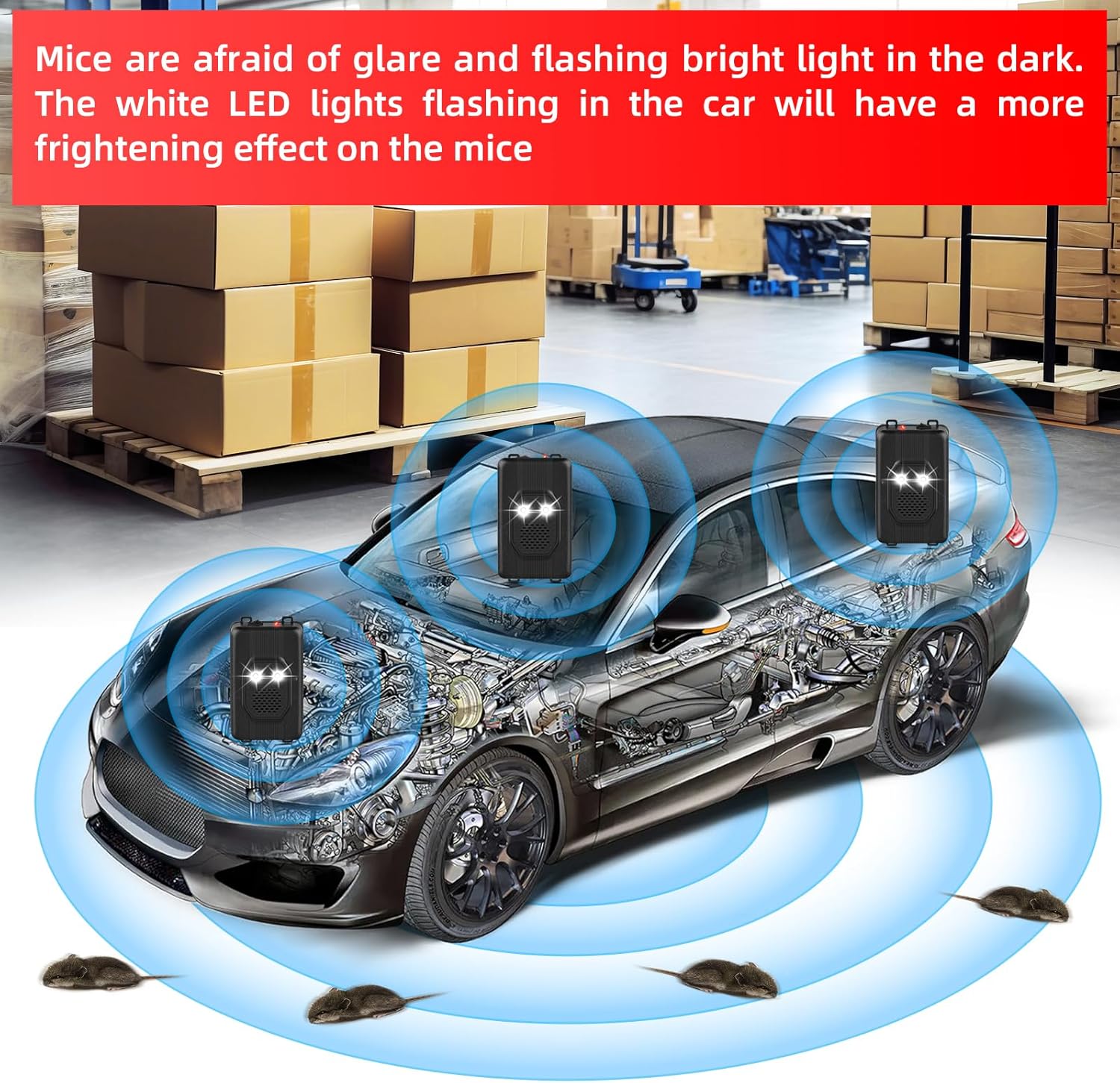 4 Pack Rodent Repellent for Car Engines,Three Power Supply Modes Rat Deterrent for Car Engine Mouse Repellents and Rat Repellent for Cars Suitable for Cars, Garages, Warehouses - Image 8