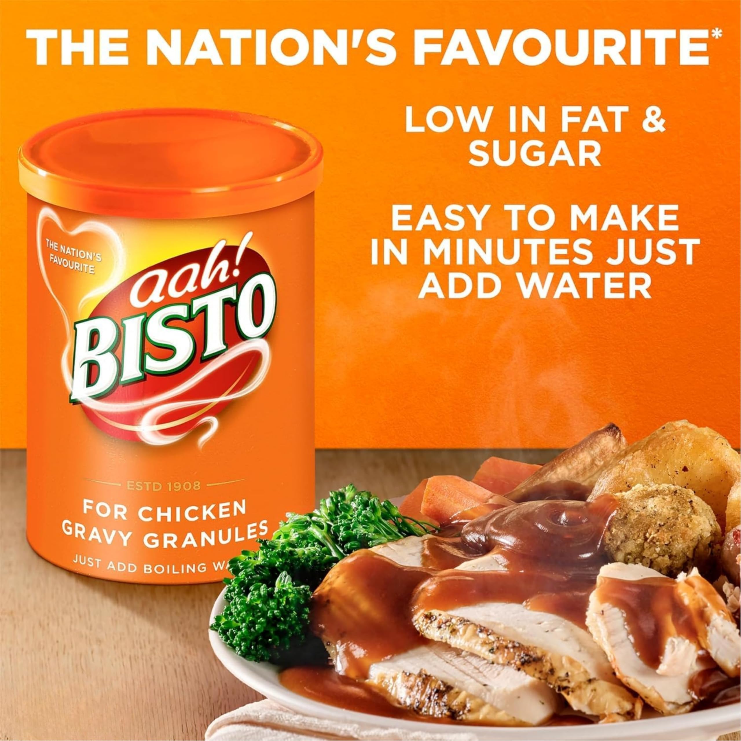 Bisto Chicken Gravy Granules 190g – Salsa Instantánea de Pollo – Gravy Inglesa Tradicional para Carnes y Asados