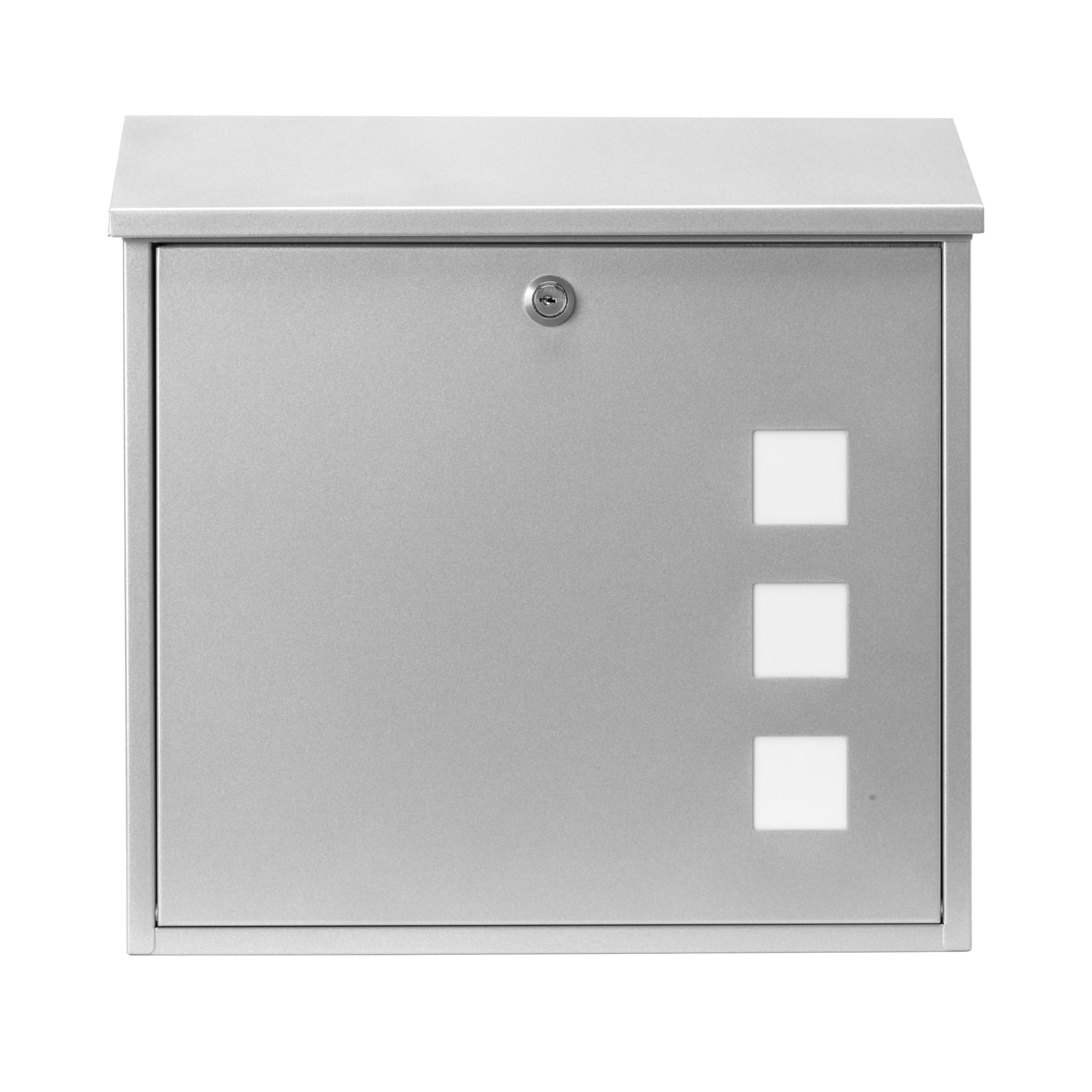 B&Q -  Aire Wall Mounted Silver Lockable Weatherproof Post Box37X36X11Cm