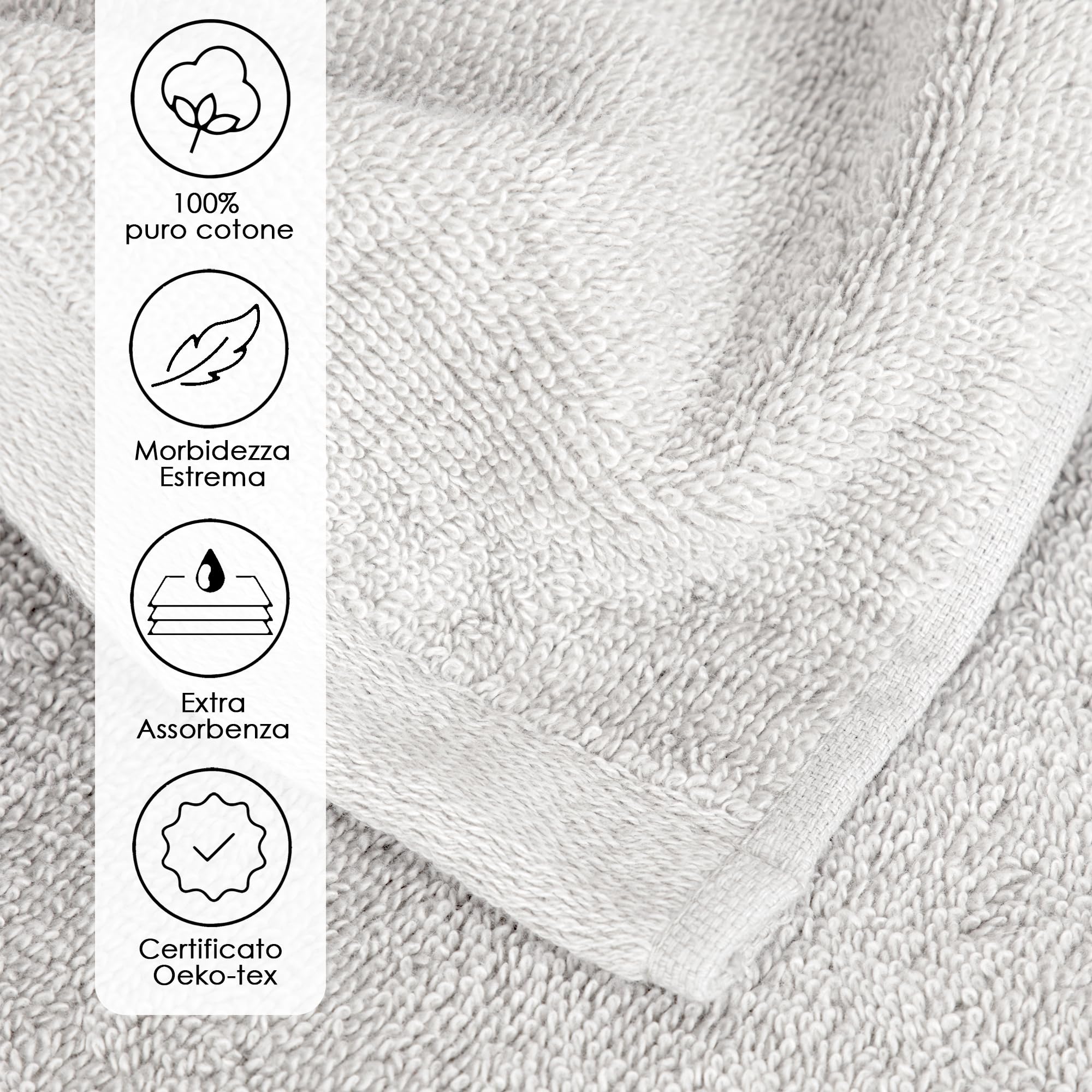 Ruggeri - Set of 4 Guest Towels 40 x 50 cm - 100% Pure Cotton Extra Soft - Let's Color! Collection (White) - Image 2