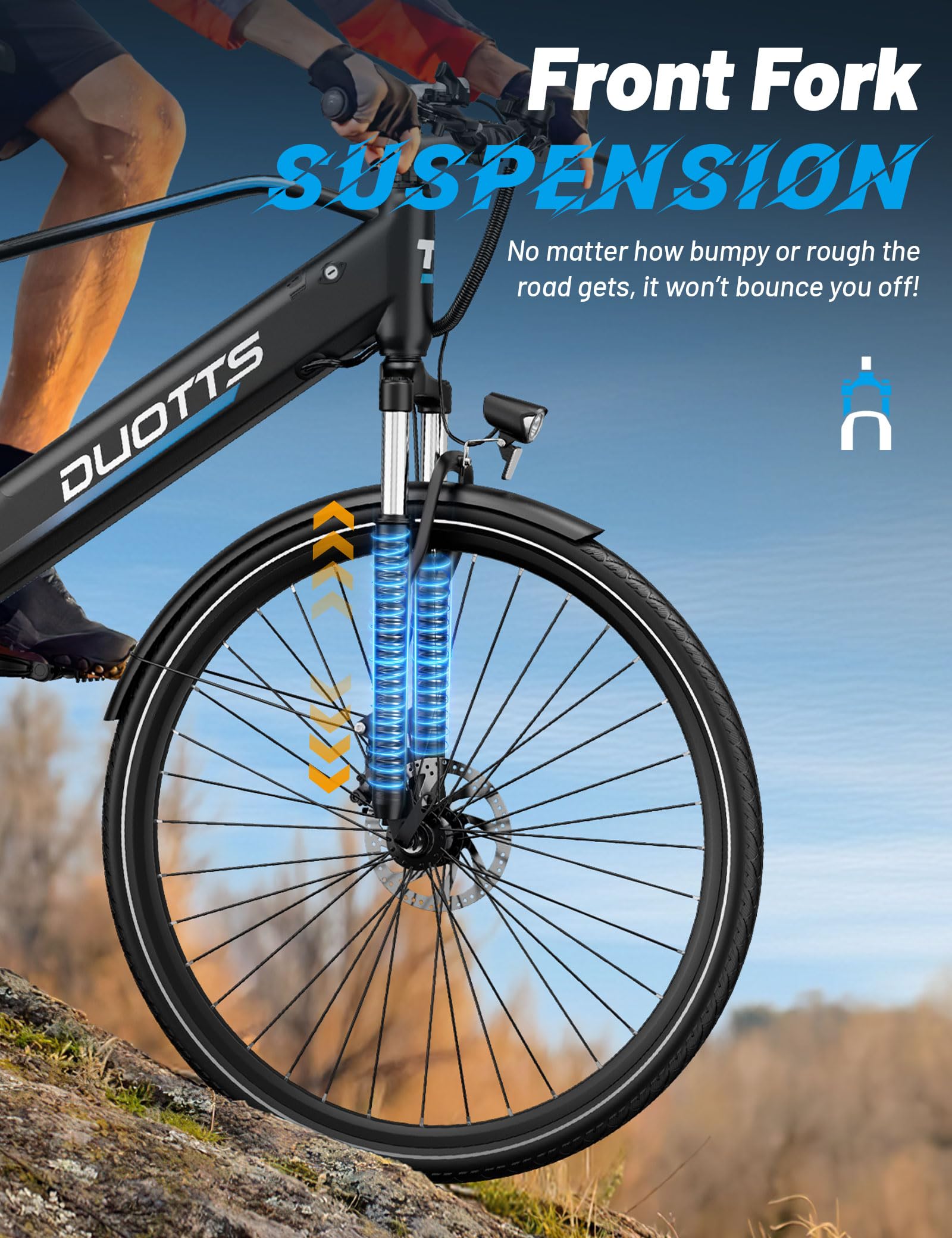 C29 Lite Bicicletta Elettrica Uomo e Donna, 27.5 Pollice Ebike Mountain Bike Integrata 486Wh & Motore 250W, 4 Livelli di Modalità Assistita & Sospensione Anteriore, Bici da Città 7 Velocità