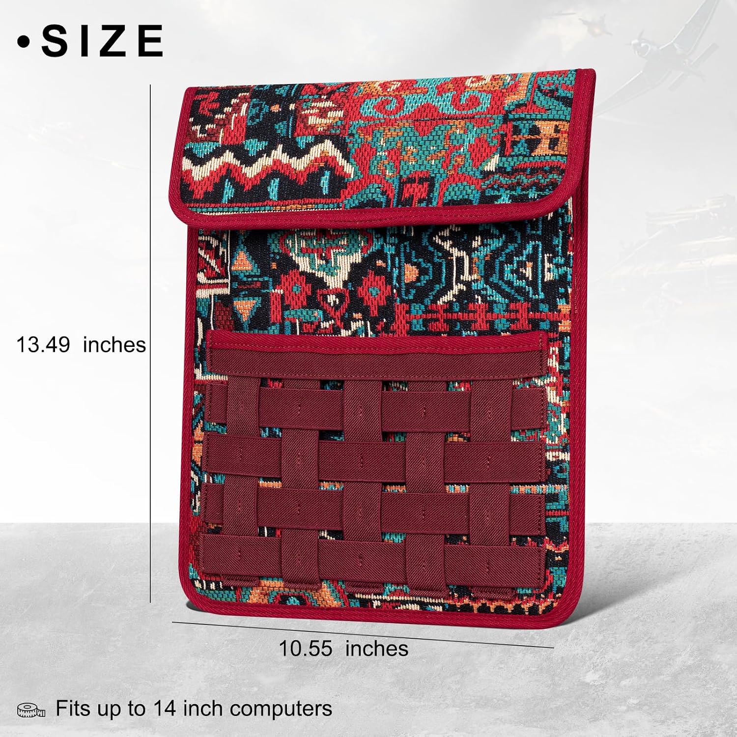 Gexmil Laptop Sleeve 14 Inch Compatible with MacBook Pro M4/M3/M2/M1 Pro/Max,Protective Laptop Travel Case, Slim Portable Carrying Bag with Accessory Pocket, Red Painting