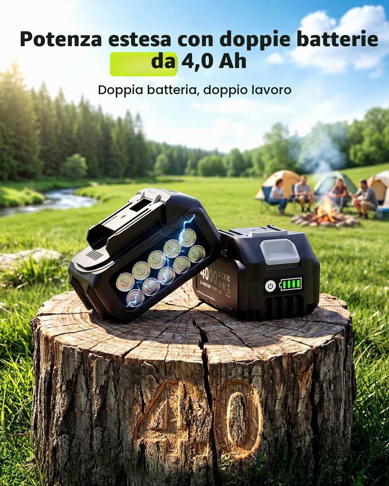 Supstable Potatore Telescopico a Batteria 2 in 1, 8 Pollici Mini Motosega Telescopica con 2×4000 mAh, Motore Brushless con Lubrificazione Automatica, Portata fino a 4,8m per Potatura Alberi e Giardino
